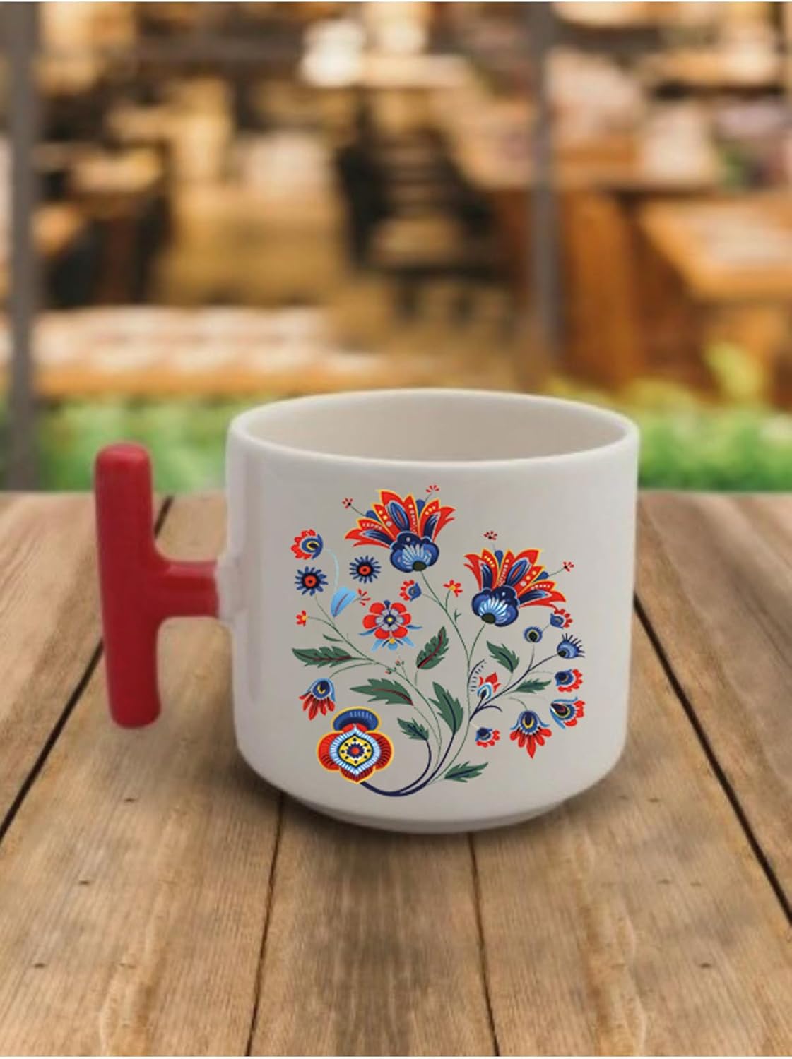 Ebru Desenli Kupa Bardak - Seramik Çay, Kahve Hediyelik Bardağı Beyaz Tek Ebat, LH9736249826348234