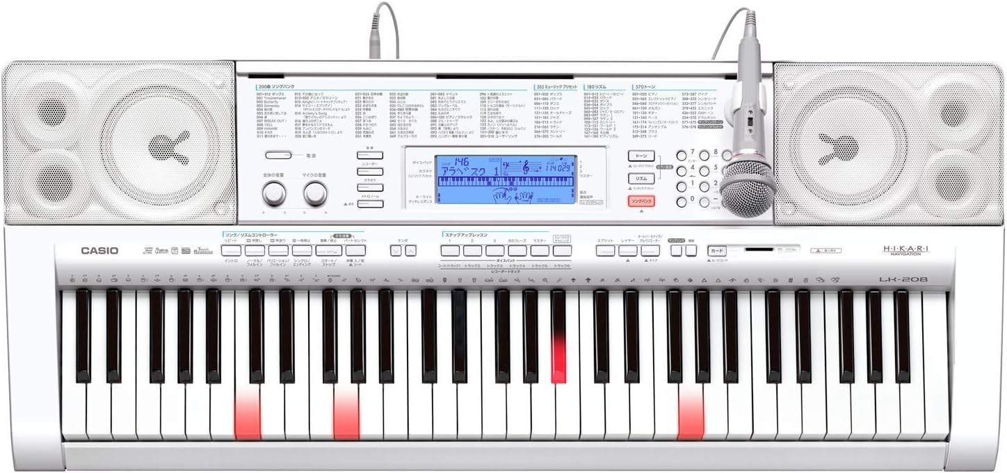 CASIO LK-208 Light Navigation Keyboard with microphone and music stand