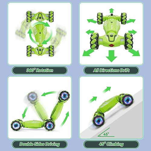 Miniatura 3 de Dysaim Gesture RC Car, regalos de cumpleaños para niños de 6 a 12 años de edad, auto de control remoto 4WD, rotación de 360, transformación, deriva