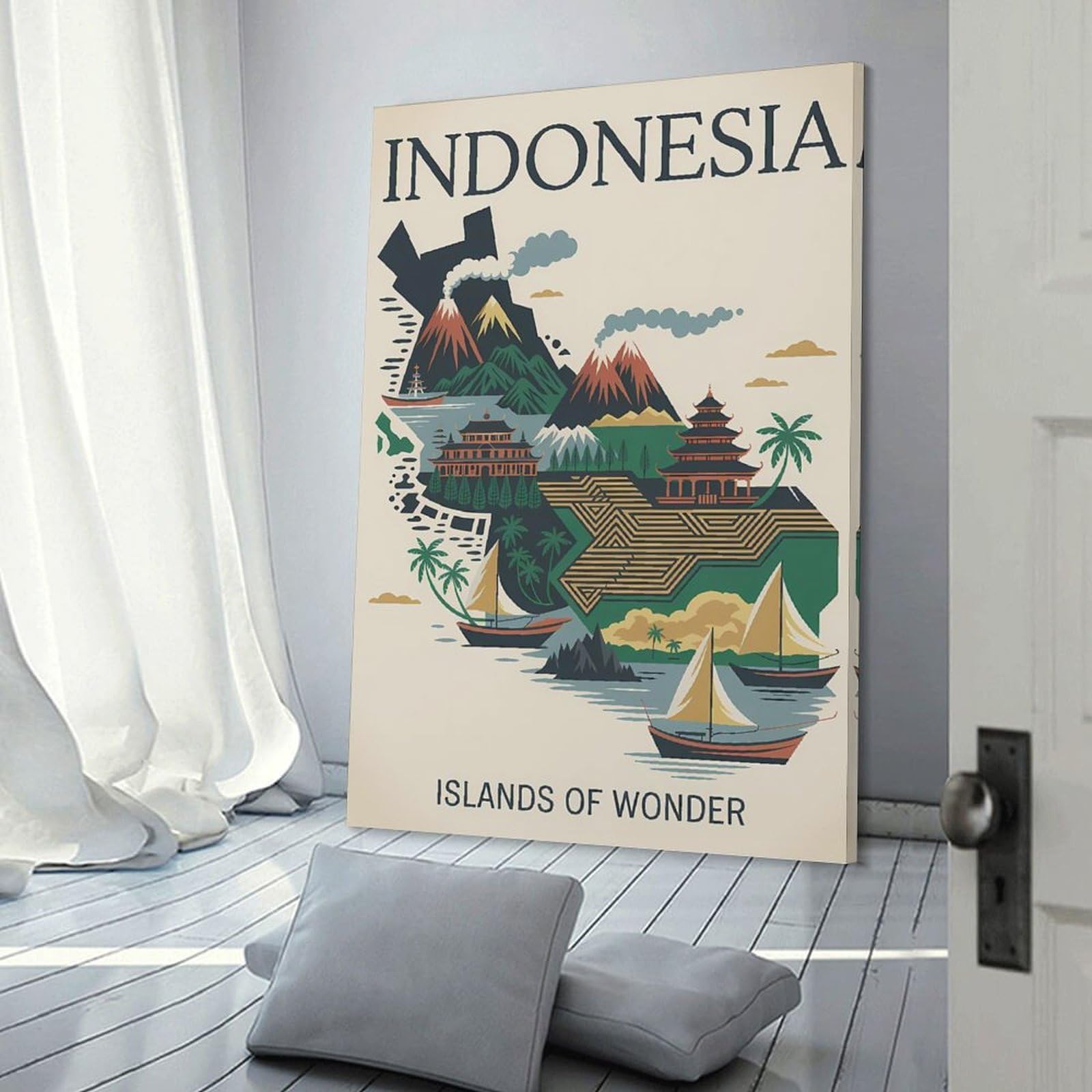 Junmoney Home Decor Wall Art Indonesia Islands of Wonder Travel (2), 20x30inch(50x75cm), for New Homes, Bedrooms Or Workspaces, Decorative Present for New Homes