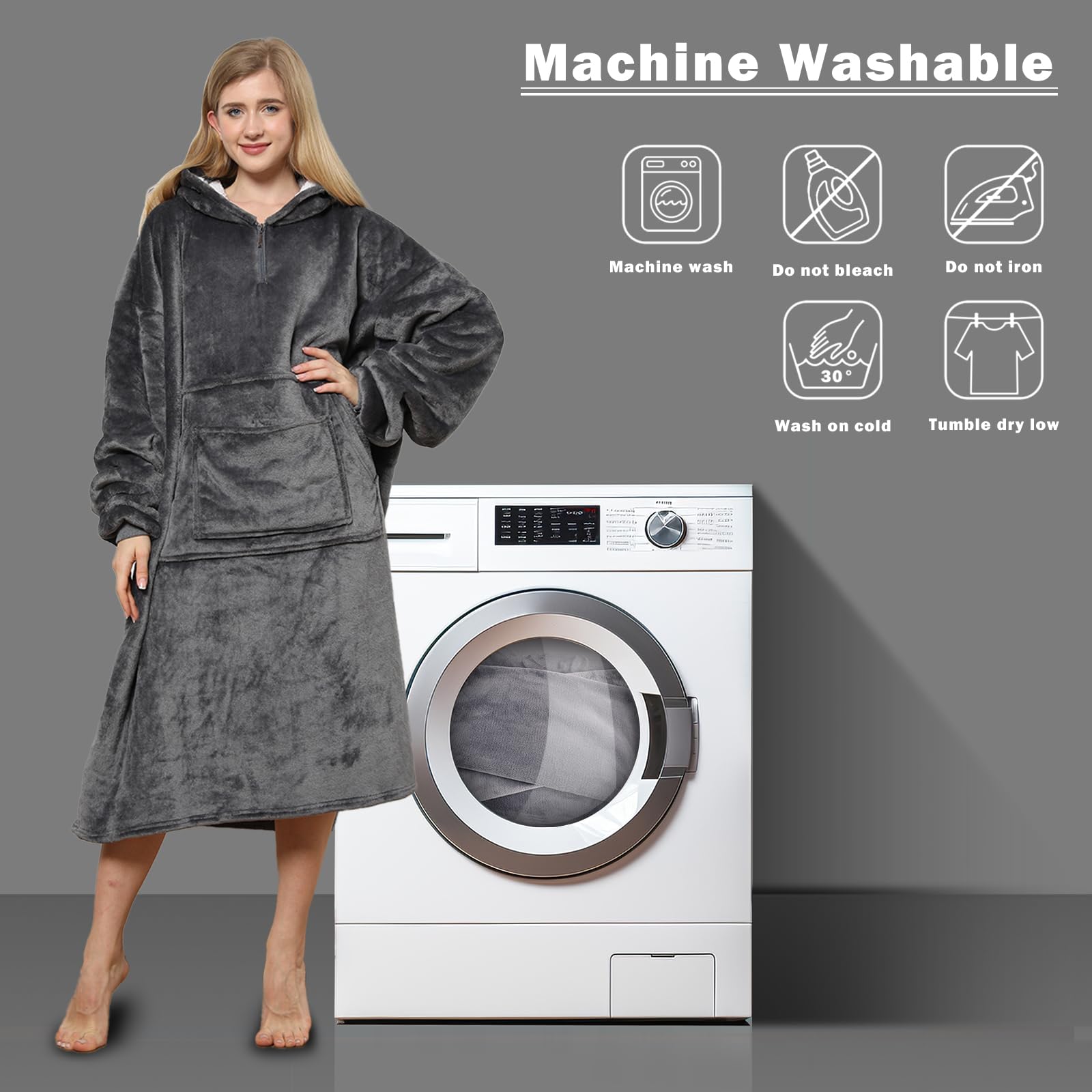 Couverture a Capuche Femme Homme,Pull Plaid Douce et Chaude, Avec Capuche et Poches Coral Velvet Sweat Plaid Femme,Taille Unique Automne Hiver pour Adulte et Homme