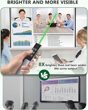 Wireless Rechargeable Presentation Clicker- Presentation Remote with Air Mouse Control, Gyro Volume Adjustment & Ink Annotation- Clicker for PowerPoint, Keynote on Mac, PC, Laptop