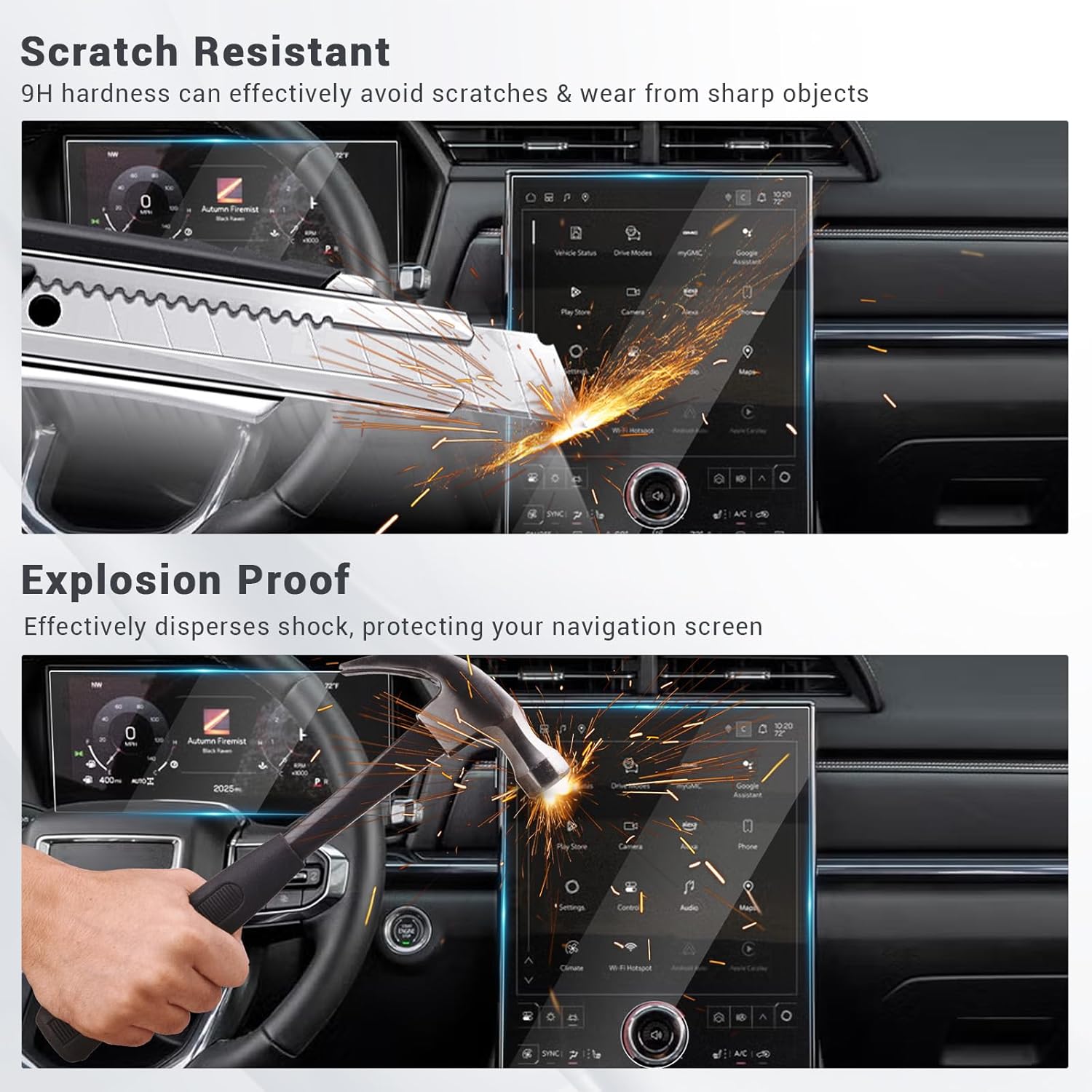 (2Pack) 2025 2026 GMC Terrain Screen Protector Kit Glass for 2025 2026 GMC Terrain (Elevation, AT4, Denali) 15" Media Infotainment & 11" Digital Gauge Screen Saver for 2026 GMC Terrain Accessories