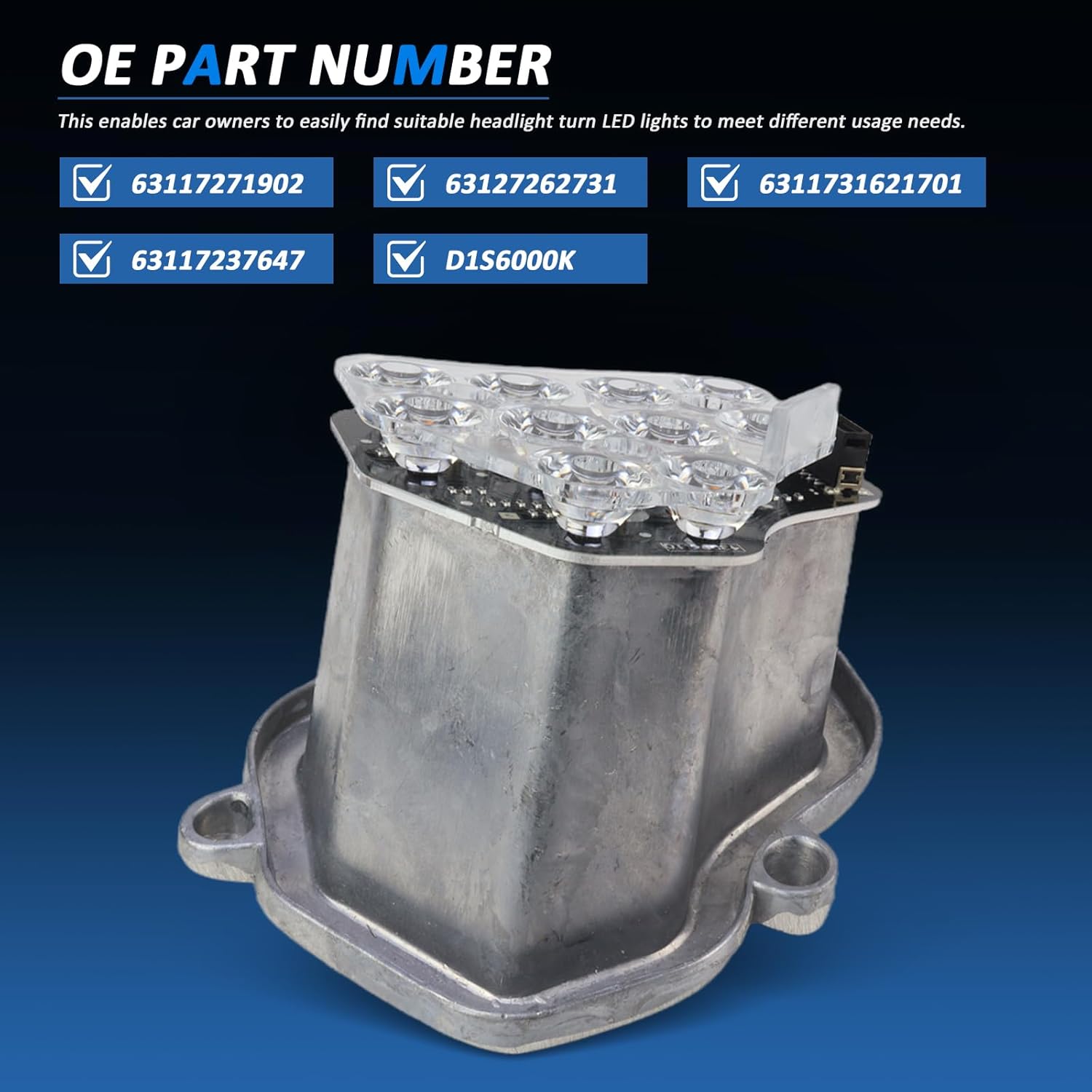 MUNIK Headlight Turn Signal LED Light 6 Pcs Set Compatible with BMW 520i 523i 535i 528i xDrive M5 Replace# 63117271902 63127262731 63117316217 63117237647 D1S6000K