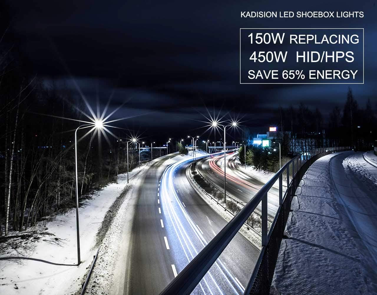 Suреr Bіg Clеаrаnсе! Kadision 150W LED Parking Lot Light with Dusk to Dawn Photocell, Flood Lights with Adjustable Slip Fitter for 2 3/8” Mounting Pole, 5000K 19500LM 100-277V ETL Listed Waterproof Outdoor Area Light