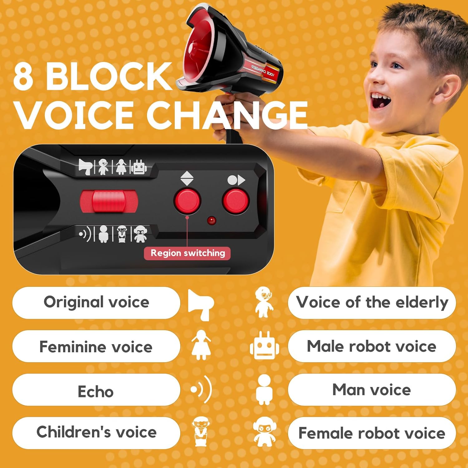 Multi Voice Changer for Kids with 8 Different Voice Effects, Voice Changer, Recorder, and Megaphone Function, Kids Voice Changer Toy for Kids, Teens Age 3 Years and Up - Image 3