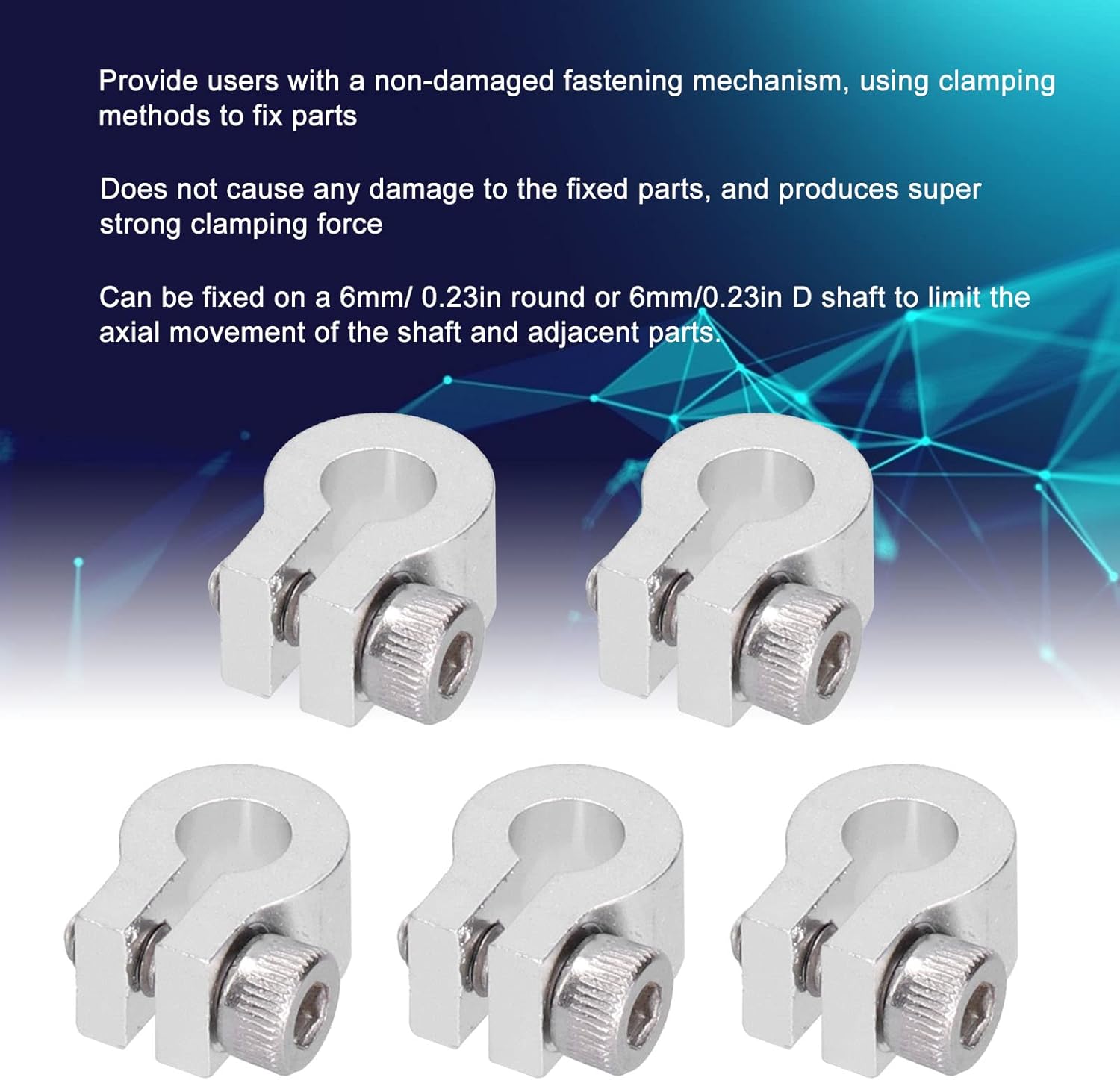 5 PCS Exhaust Clamps, Aluminum Alloy Butt Joint Narrow Band Clamp, Durable Exhaust Sleeve Muffler Clamp for Cars, with 6mm/0.23in Center Hole Size, Non Destru