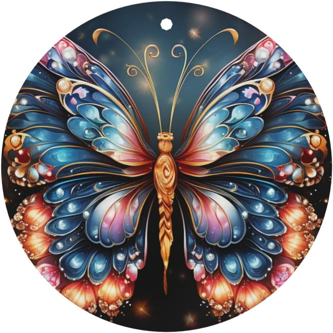 Car Air Freshener 100 PCS Rhinestone Butterfly Print Hanging Car Air Fresheners Auto Interior Decor Card Freshener Strong Scented Card Lavender Cars Scents for Office Bedroom Close Drawer Round Shape