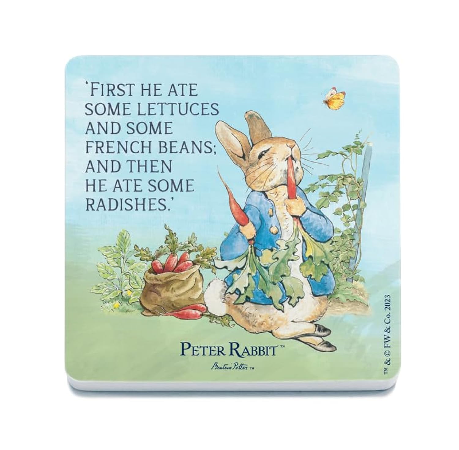 Decorative Coaster (10 x 10 cm) - Beatrix Potter - Peter Rabbit - First he ate some lettuces�