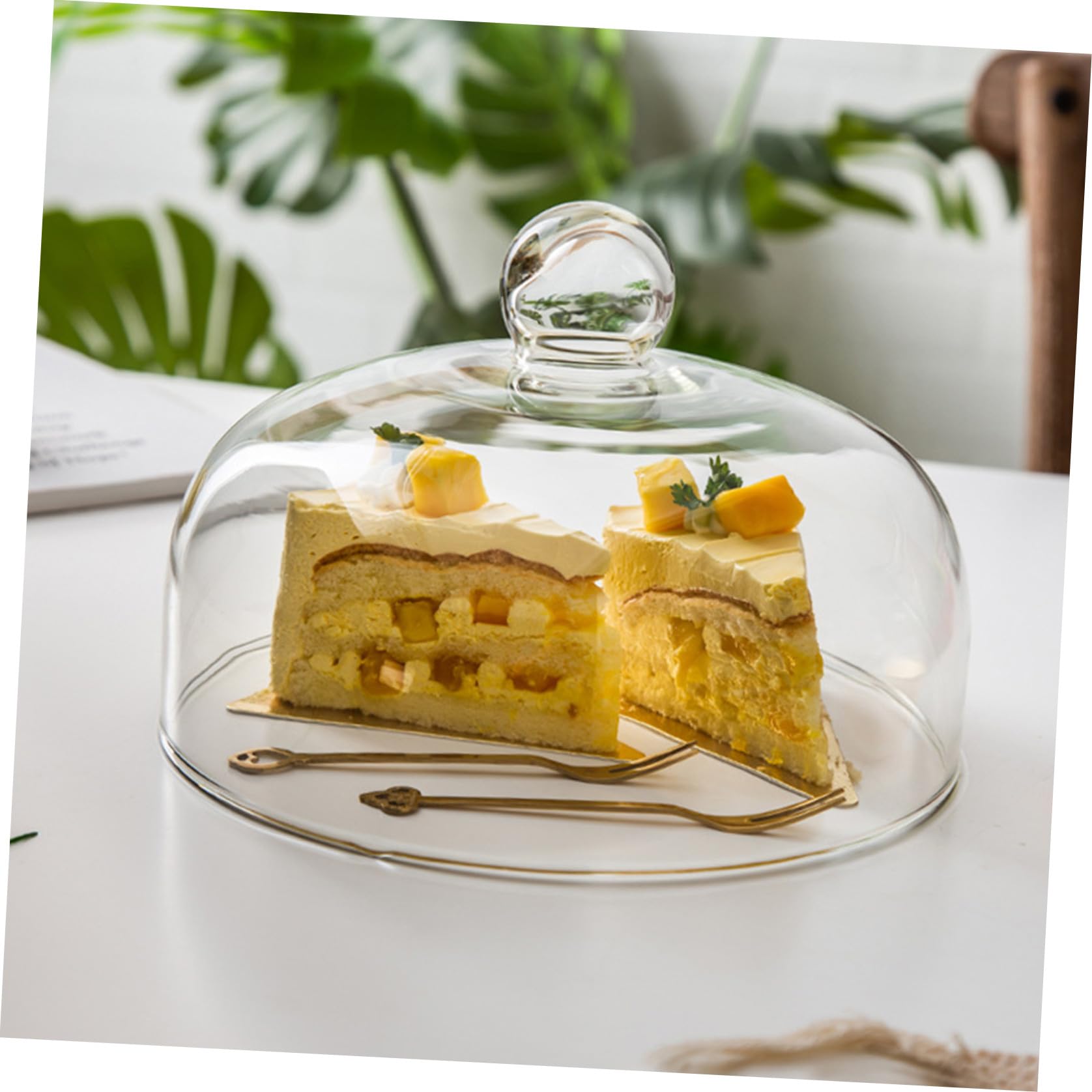 VALICLUD Copertura Trasparente in Vetro per Torta Cupola Rotonda e Manico per Protezione Alimenti, Pratica per Esposizione e Conservazione di Dolci