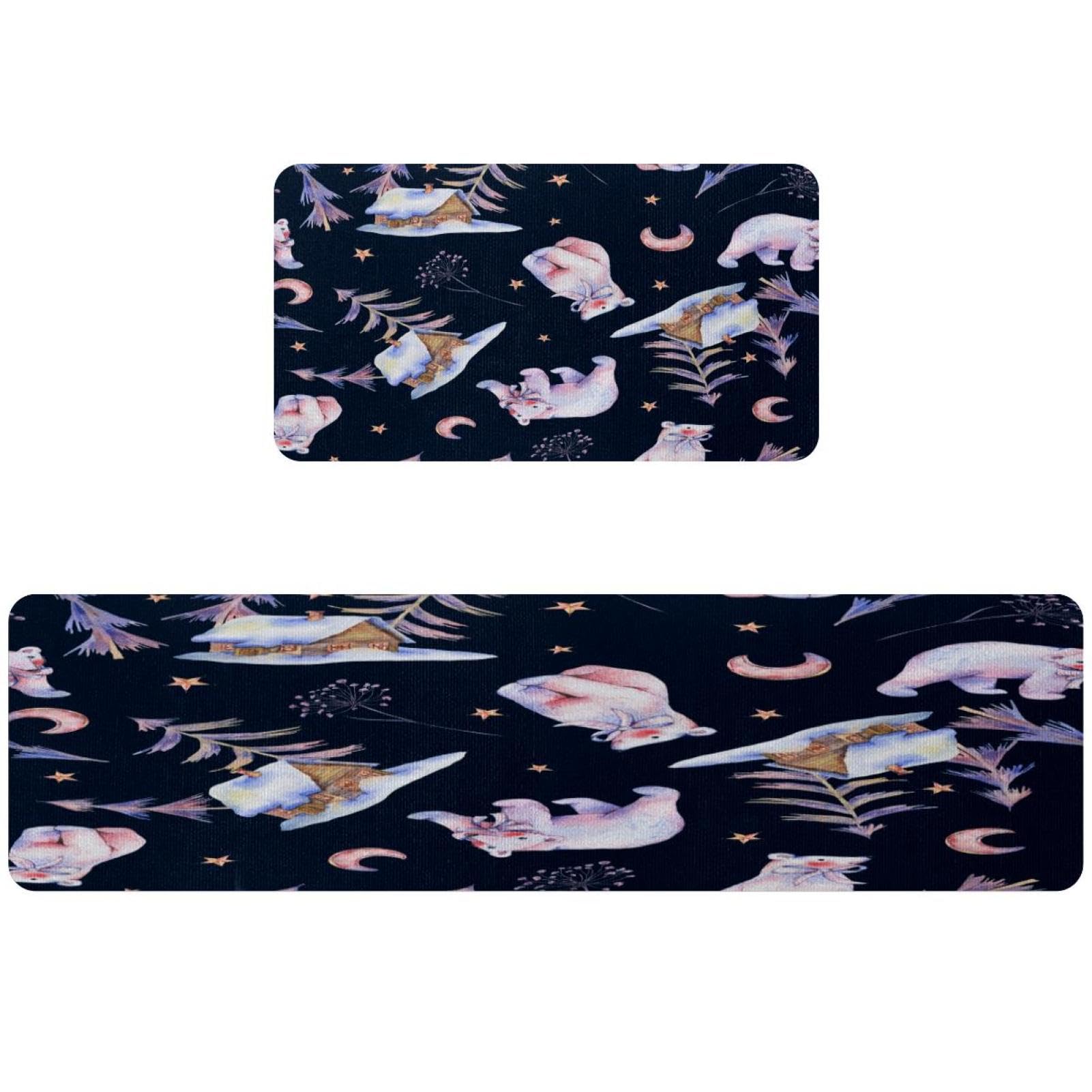 Tapis de cuisine absorbant lot de 2 antidérapant ours polaire
