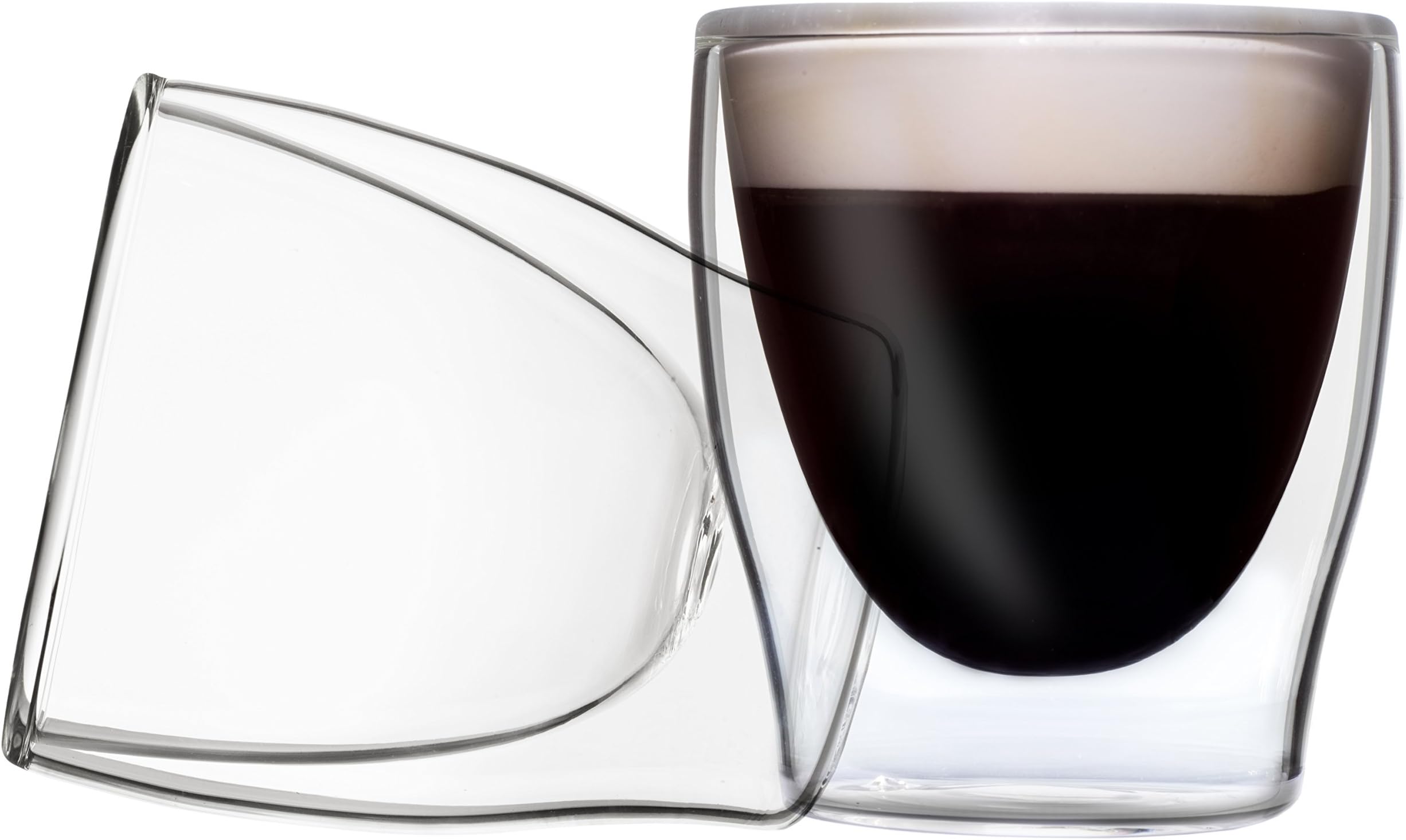 Feelino double walled glasses, set of 2 insulated double wall thermo glass mugs, clear, borosilikate glass, dishwasher usable, microwavable (2.8 oz.)