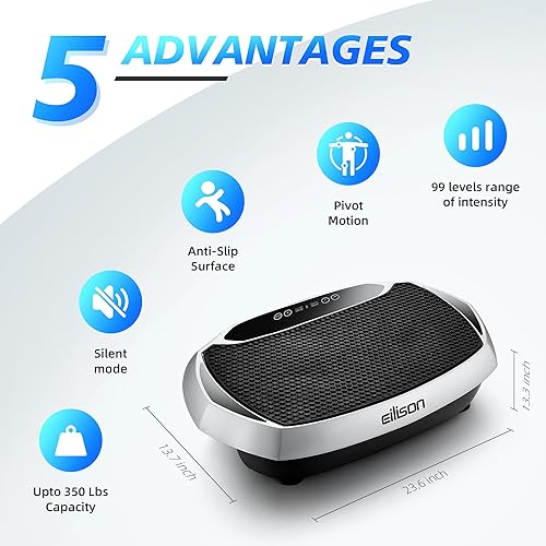 Miniatura 2 de EILISON Bolt Vibration Plate - Máquina de ejercicios en el hogar con bandas de bucle para pérdida de peso, tonificación y entrenamiento en casa de