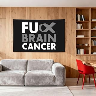 Fuck Brain Cancer Flag Poster Durable Wall Banner with 4 Brass Grommets 2x3 Ft Tapestry for Indoor & Outdoor Decor, Perfect for Home,Porch,Garden,Yard