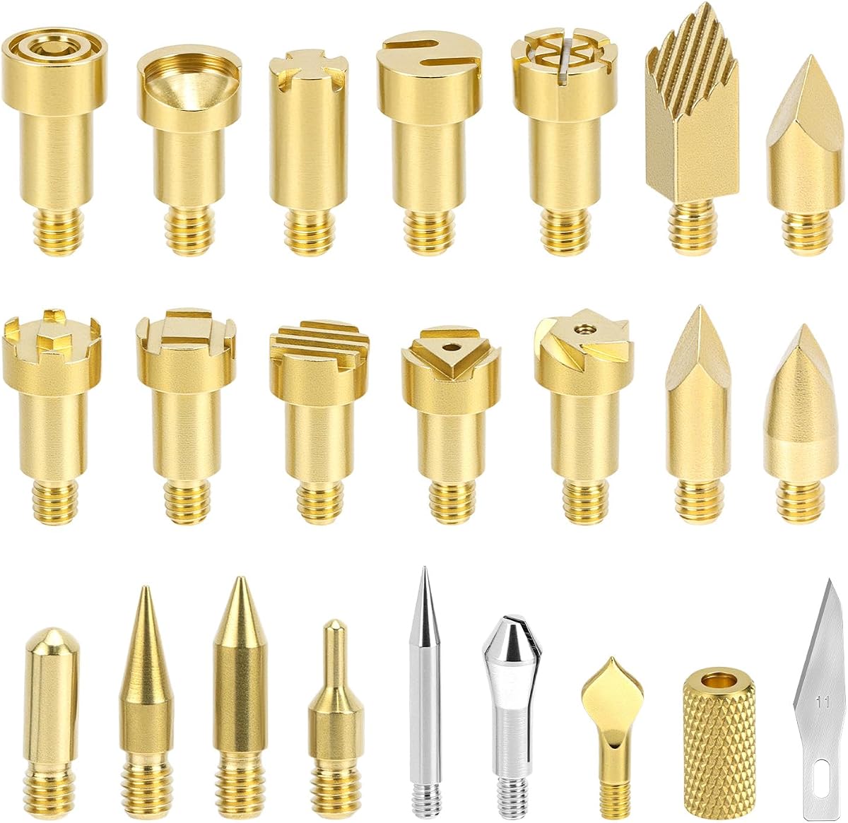 QWORK Pyrography Wood Burning Tips – 23Pcs Multifunctional Copper Crafting Set for Wood, Leather, and Cork Engraving