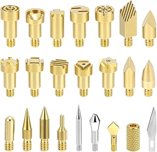 QWORK Pyrography Wood Burning Tips, 23Pcs Set Multifunctional Copper Crafting Tools for Wood, Leather, and Metal Work