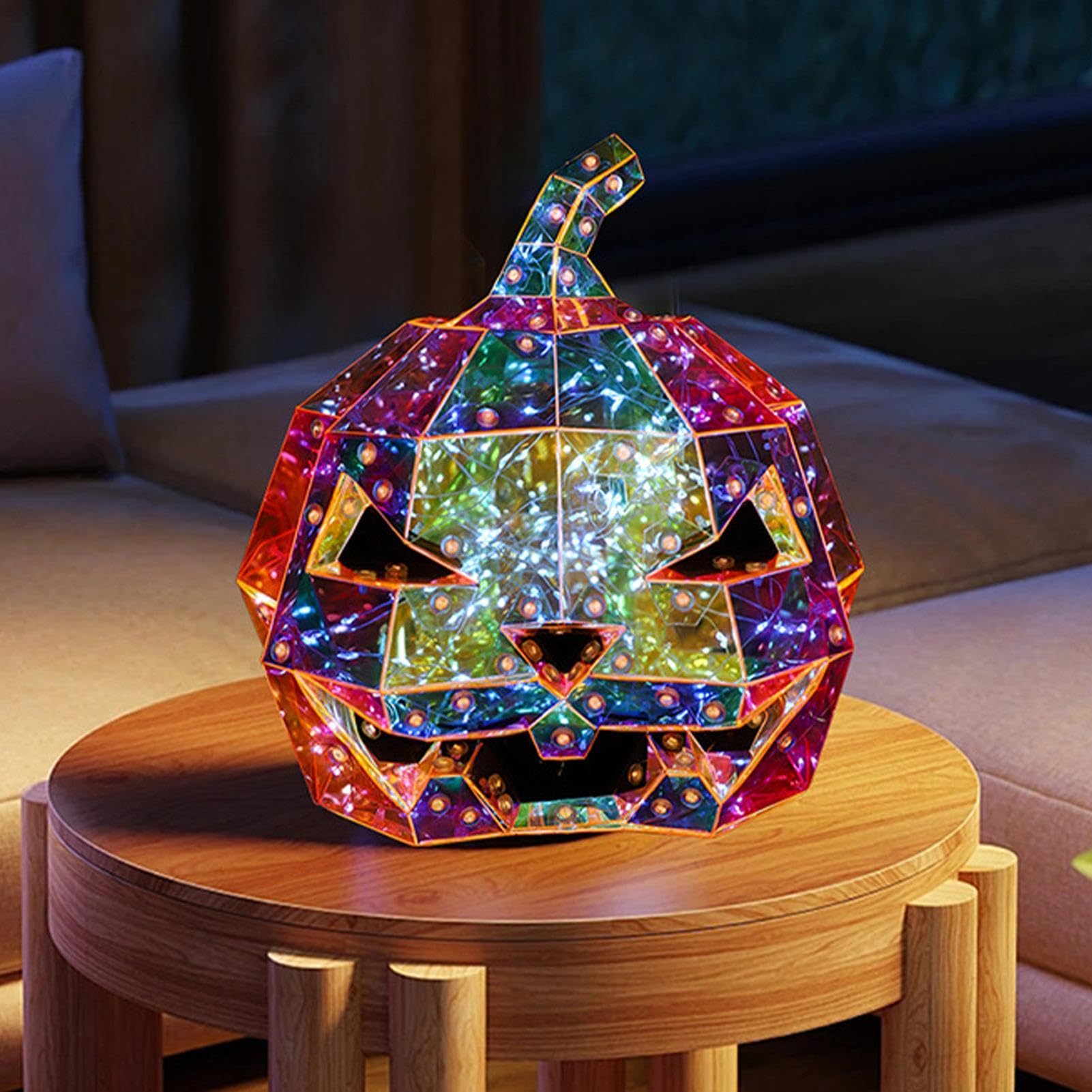 Halloween dekoracje dyni świecące pryzmatyczne plug and play