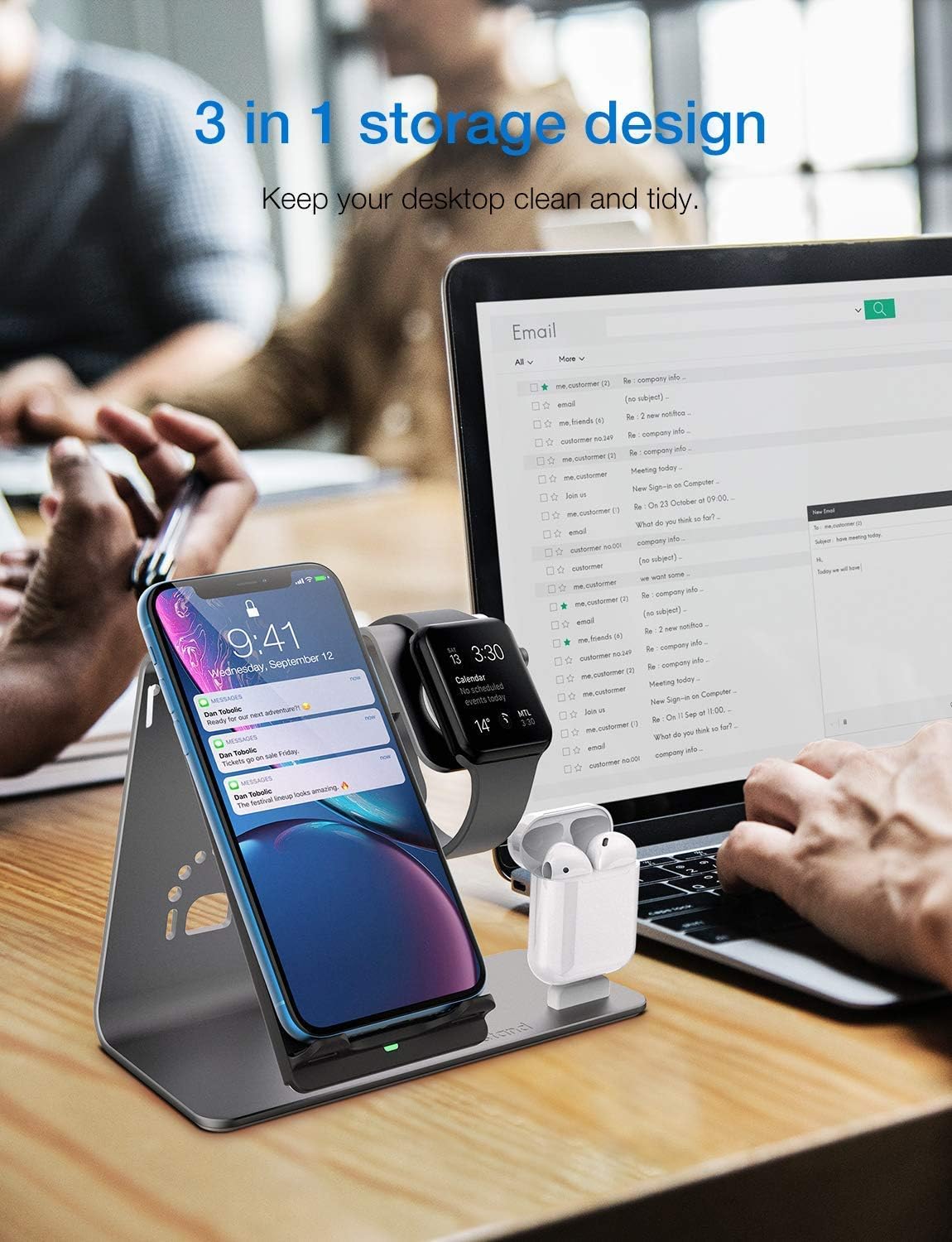 Onе-Dау Sаlе: Uр tо 50% оƒƒ Bestand Wireless Charger Stand, 3 in 1 Qi Fast Wireless Charger Dock Compatible with Airpods/iPhone X/Xs/Xs Max/XR/8 Plus/ 8/Samsung Galaxy S10/S9/S9+, Aluminum Stand for iWatch