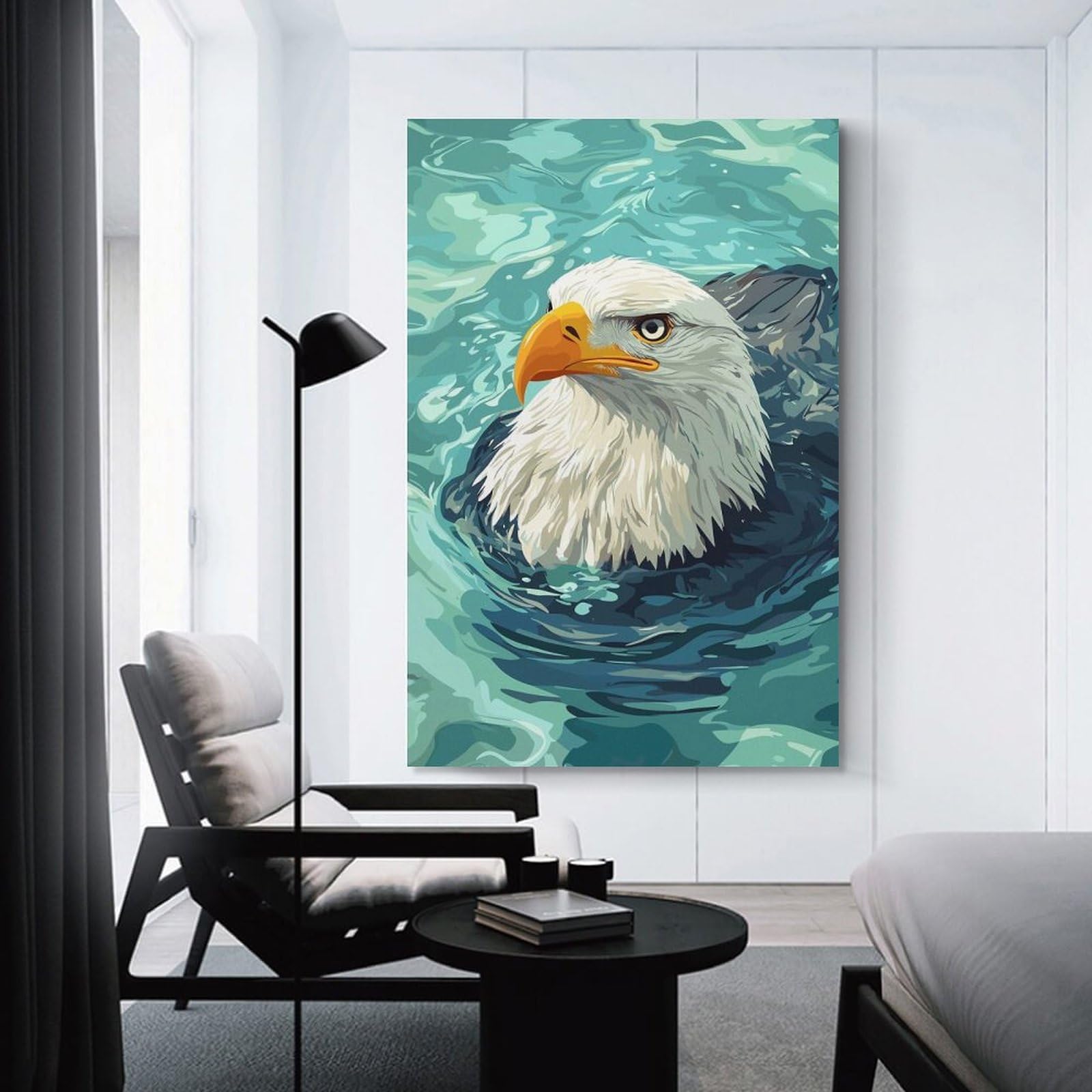 Junmoney Eagle in Water Digital Art Wall Picture Print, 20x30inch(50x75cm), for New Home Styling, Lounge Or Bedroom, Home Artwork for Modern Interiors