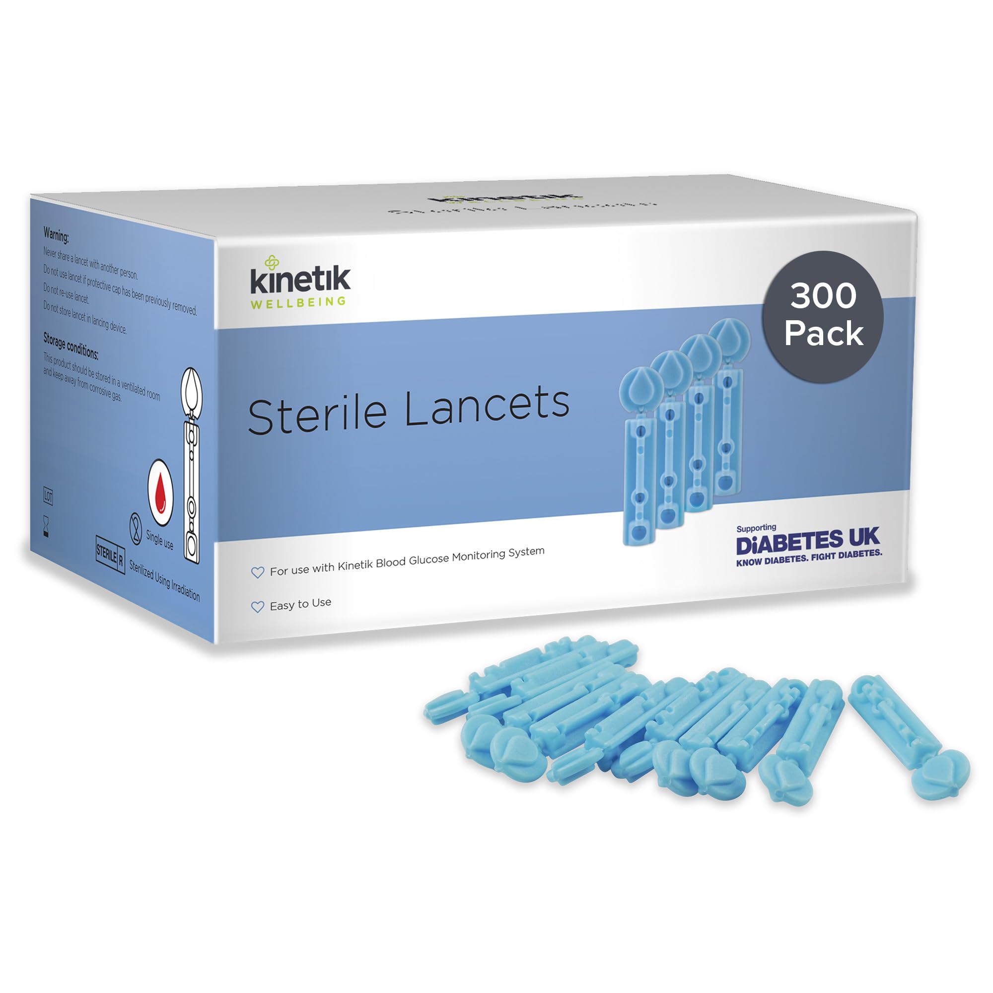 Sponsored Ad – Kinetik Wellbeing Sterile Lancets Pack of 300 - Blood Glucose Testing Kit Lancets for Diabetes Management, Diabetic Finger Prickers - Blood Lancing Device, Type 1 & 2 Diabetics Accessories