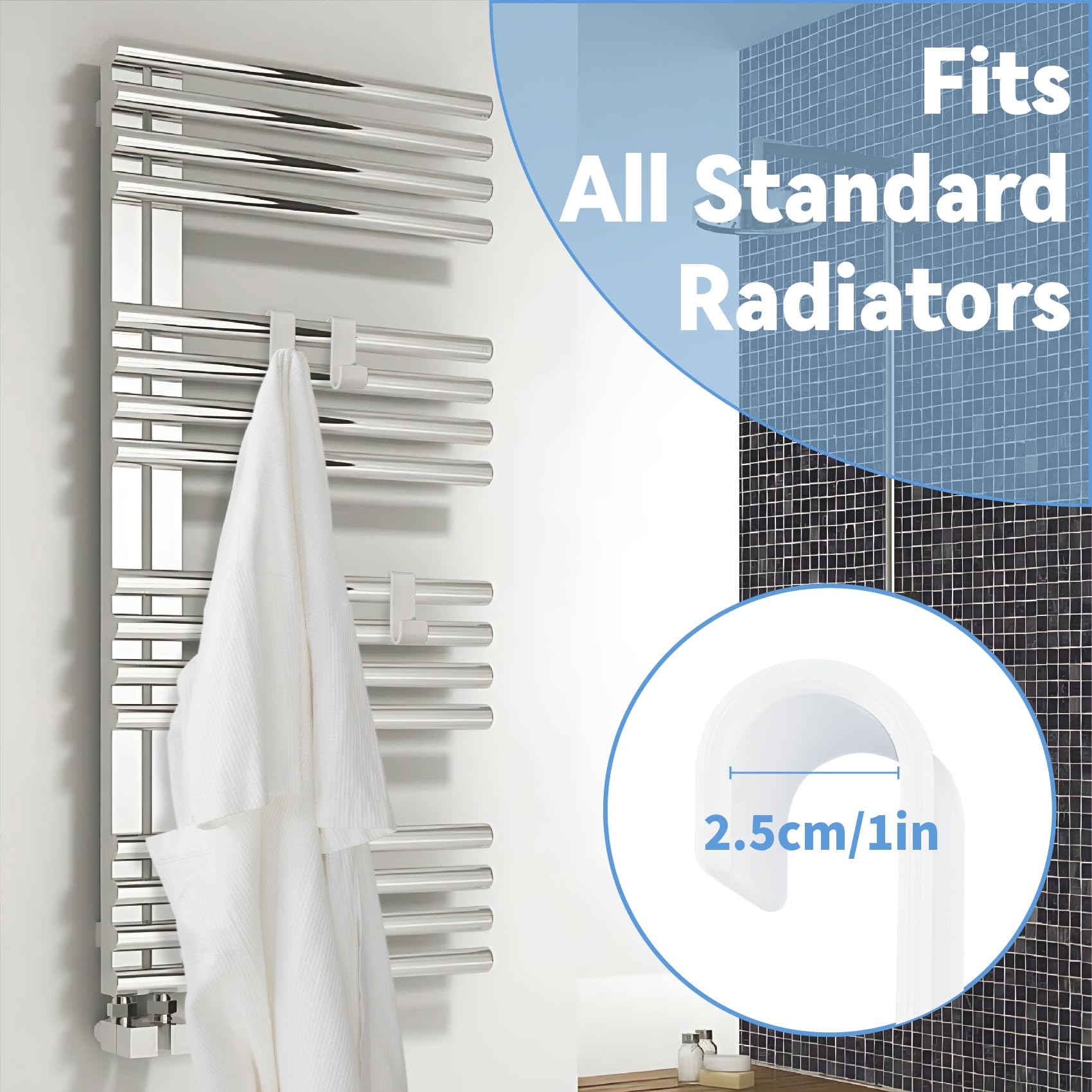 Appendini Per Termoarredo Bagno - 4 Pezzi Bianchi, Per Scaldasalviette, Diametro Fino A 4cm