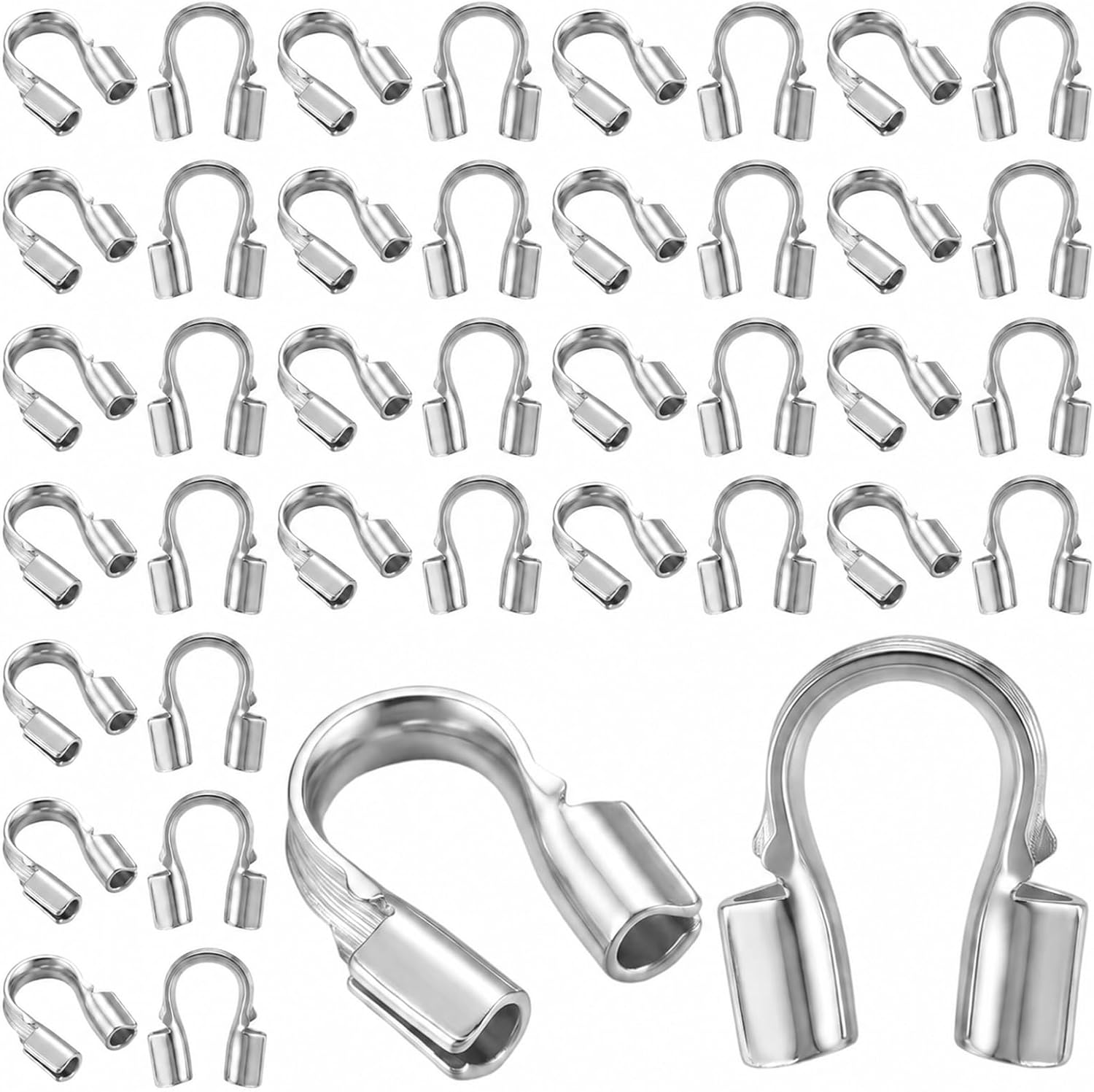 JJUNW 200 PCS Wire Guards for Jewelry Making, Stainless Steel Wire Guardian Protectors, U Shape Wire Guard Loops Thread Protector for Earring Bracelet Necklace DIY Jewelry Making(Gold)
