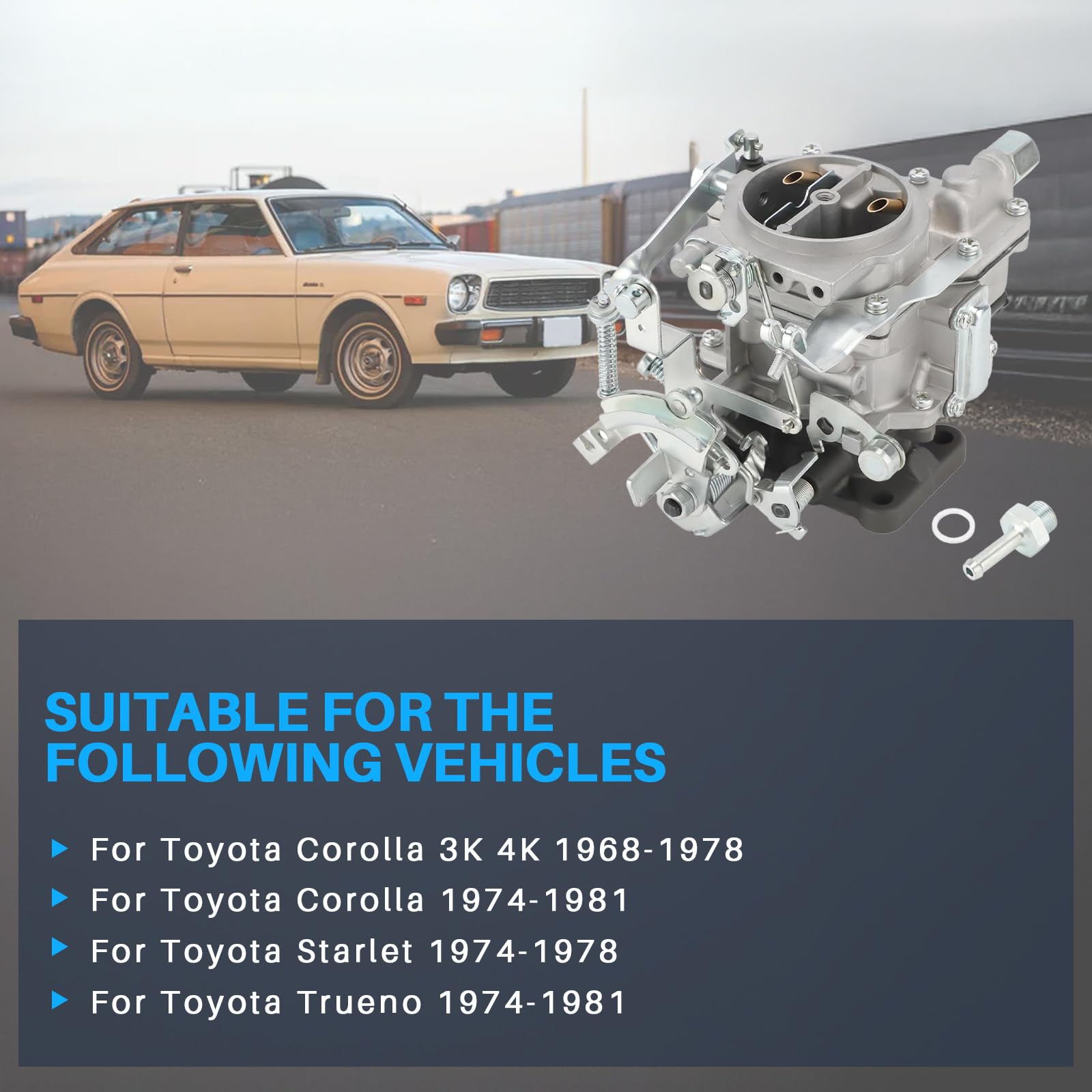 Carburador Compatible con T-0yota 3K 4K 1968-1978, TRUENO 1974-1981, Suzuki Samurai Reemplazo para, Ralentí Constante y Aceleración Rápida para Coche Motor 2110024034, 2110024035, 2110024045