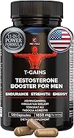 Vista 1 de Refuerzo anabólico y constructor muscular, suplemento de testosterona T-GAINS para hombres, refuerzo de prueba TRT y bloqueador de estrógeno