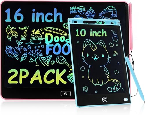 Tableta de escritura LCD para niños, paquete de 2, tableta de dibujo borrable para dibujar colorida, juguete educativo de aprendizaje, regalo para