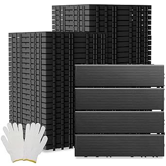 60 Pack Interlocking Deck Tiles 12"x12" Non-Slip