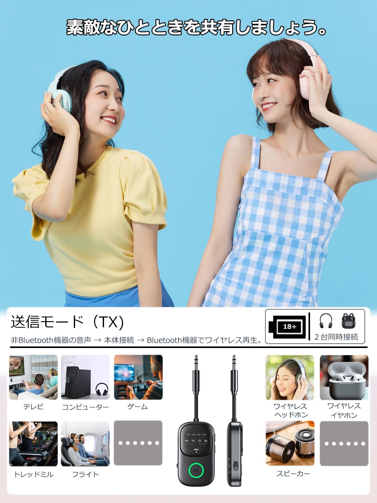 Amazon | Bluetooth 5.4 トランスミッター ＆ レシーバー 2-in-1