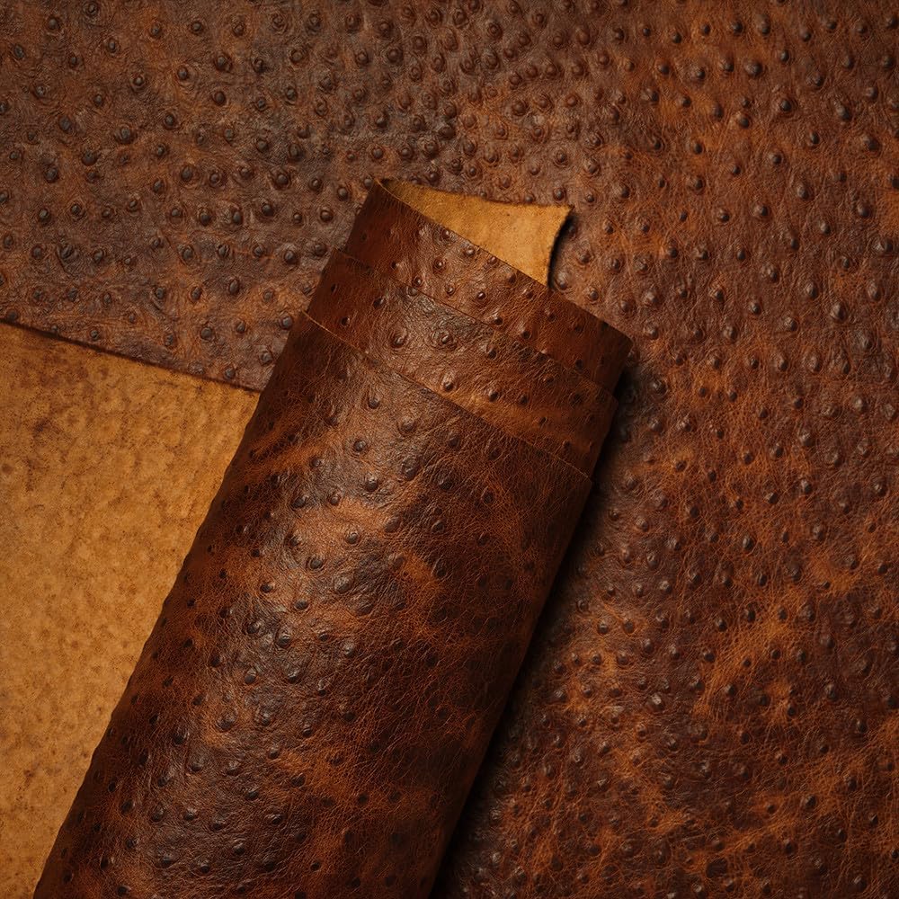 Buckleguy.com Newbury Leathers, Ostrich Embossed, Side, Cognac