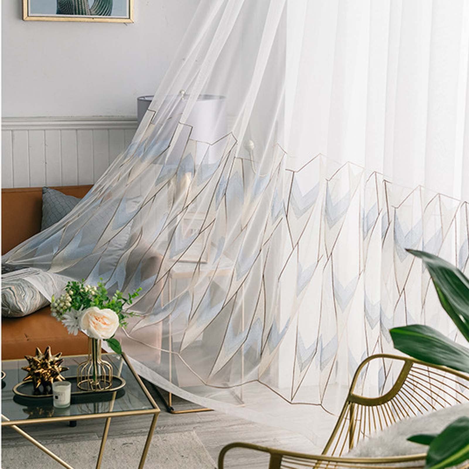 Lot de 2 voilages semi-transparents en faux lin super doux pour chambre à coucher et chambre d'enfant - 140 x 240 cm