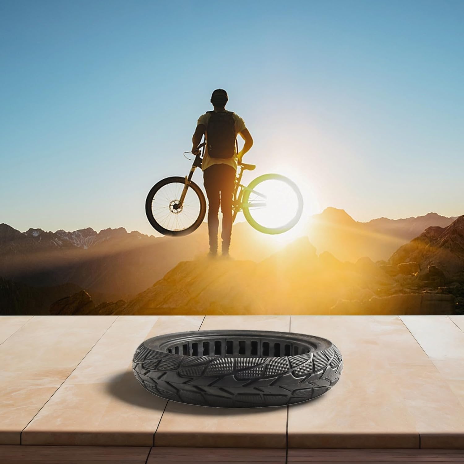 14 Inch Solid Tire 14x2.50 2.50-10 No-Inflation Rubber Wheel Anti-Puncture Anti-Flat Wear-Resistant Grip for Electric Vehicle Scooter Moped E-Bike Black