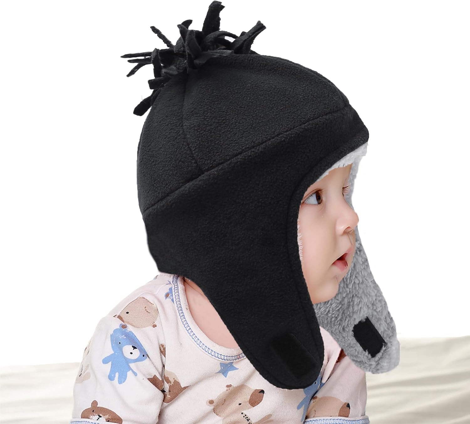 UTTPLL Toddler Winter Hat Beanie and Glove Set Baby Boy Girl Sherpa Lined Fleece Snow Mittens Pilot Infant Warm Trapper Hats - Image 3