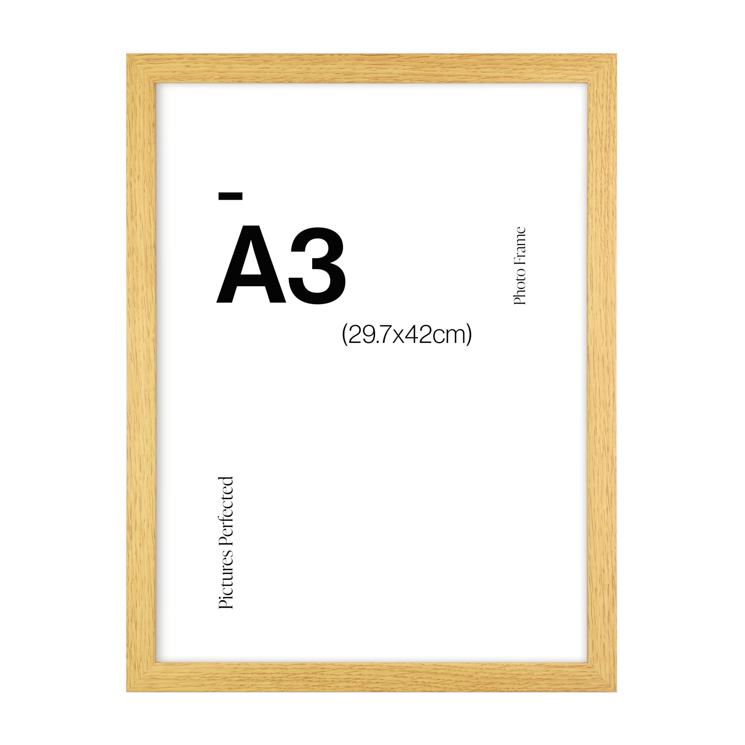 Home Selections Oak Contemporary A3 Wooden Picture Frame For A3 (29.7 X 42Cm) Photos Or Pictures, Plexi Glass, Wall Mounted Landscape Or Portrait