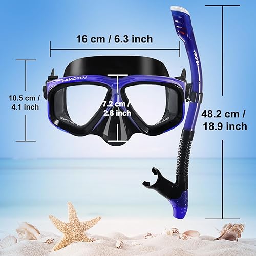 Miniatura 5 de Juego de esnórquel para adultos, juego de máscara de esnórquel de secado completo para adultos, protección antivaho, unisex, vista panorámica HD