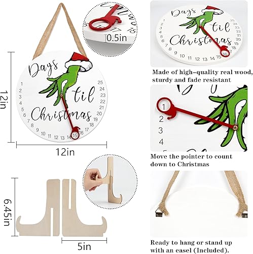 Miniatura 4 de DAZONGE Letrero de bienvenida para decoraciones navideñas, calendario de Adviento de cuenta regresiva de Navidad 2023 para todas las edades, corona