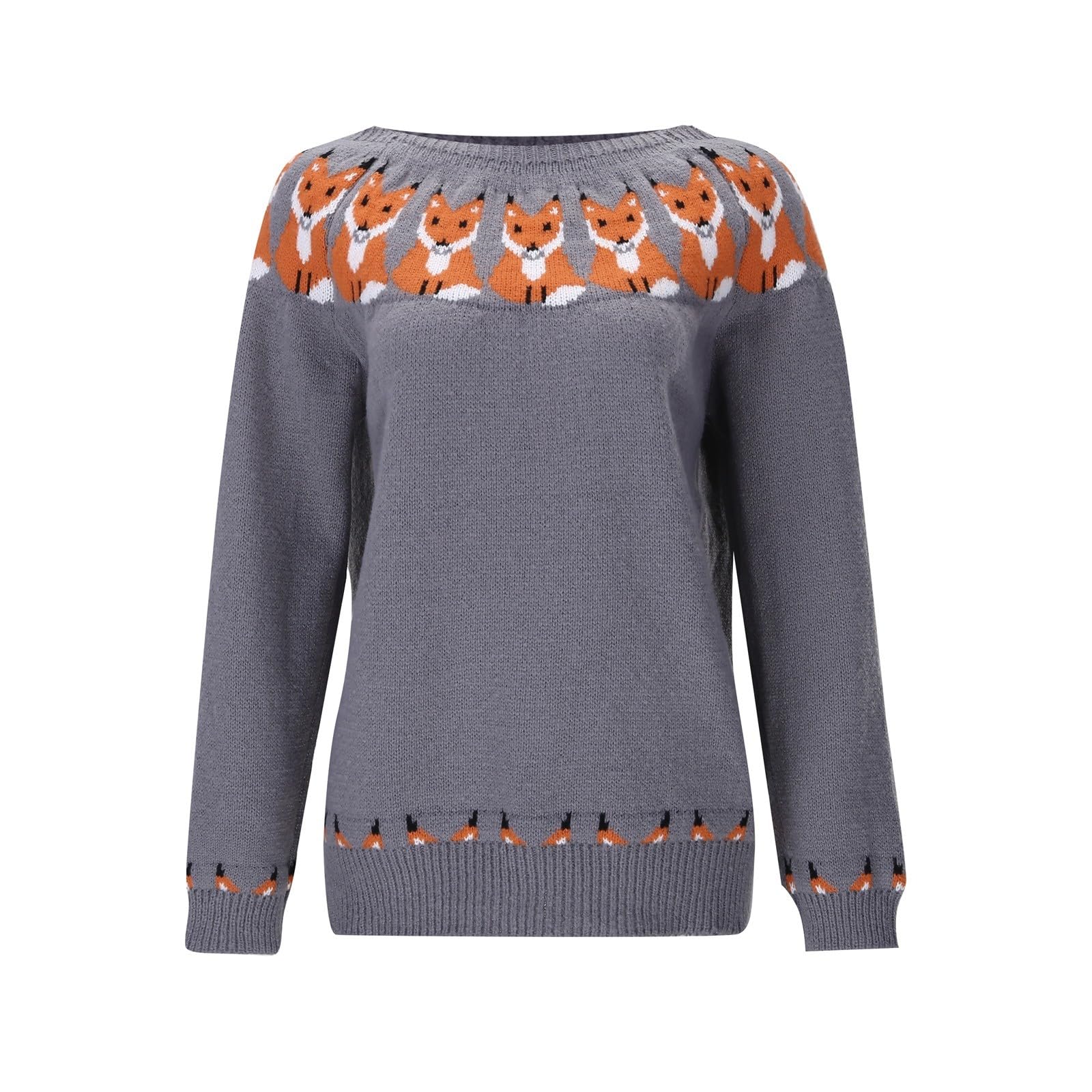 Fair Isle - Maglioni da donna per autunno e inverno, a maniche lunghe, con fantasia, per vacanze e sci, vestibilità ampia, tunica brutta lavorata a maglia, maglioni caldi alla moda da donna, eleganti