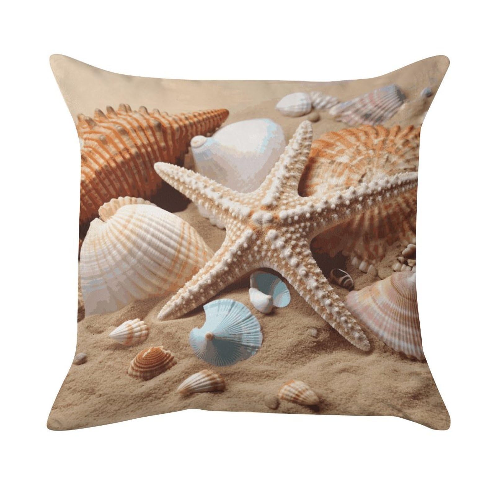 MUSM Seashells Starfish Throw Pillow Cover Standard Pillowcases with Invisible Zipper Luxury Cozy Velvet Pillow Shams Ultra Soft Lumbar Pillows Shells Decorative Square Cushion Cases