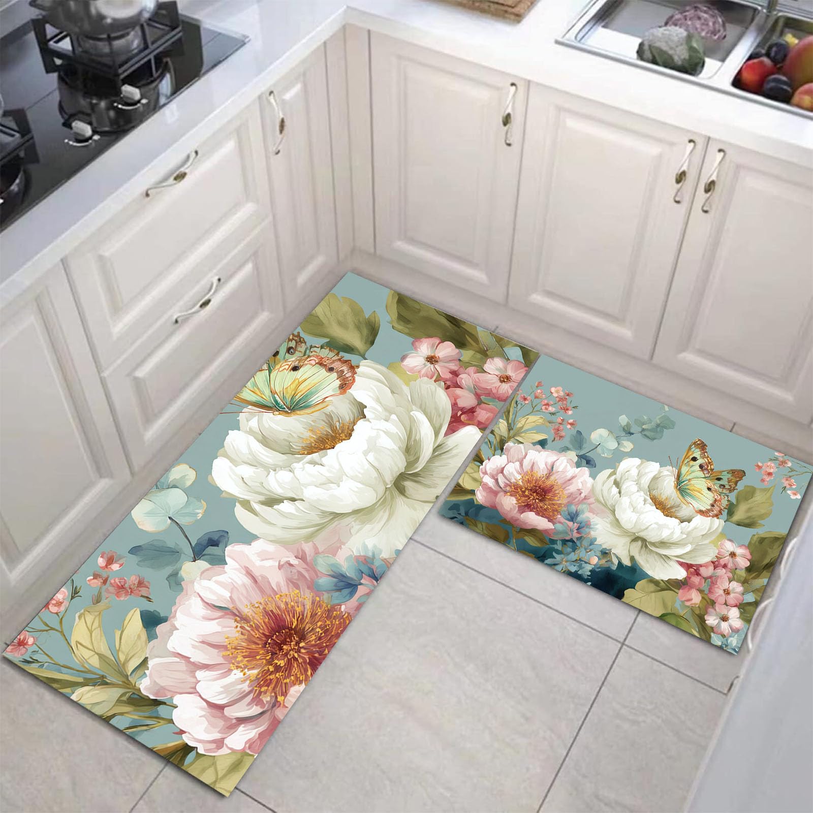 Alfombrilla de antifatiga azul cielo contra el dolor de pies al cocinar