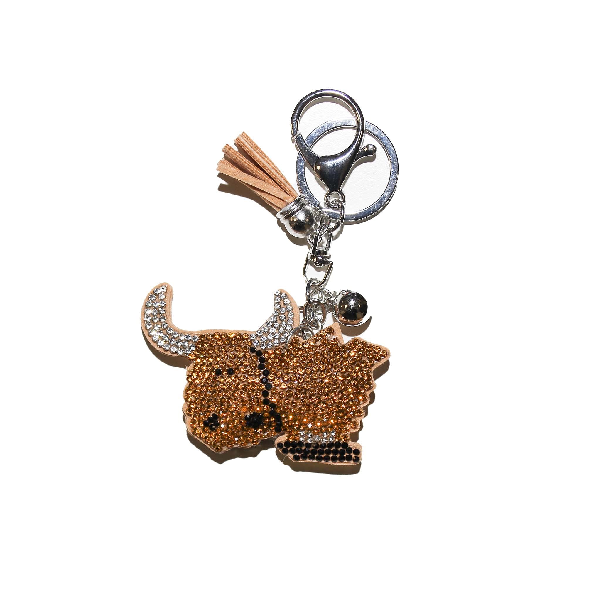 Must Have Souvenirs Unisex Highland Cow Diamante Scottish Saltire Multi Keyring Keychain Scotland Bag Charm (Highland Cow Diamante)