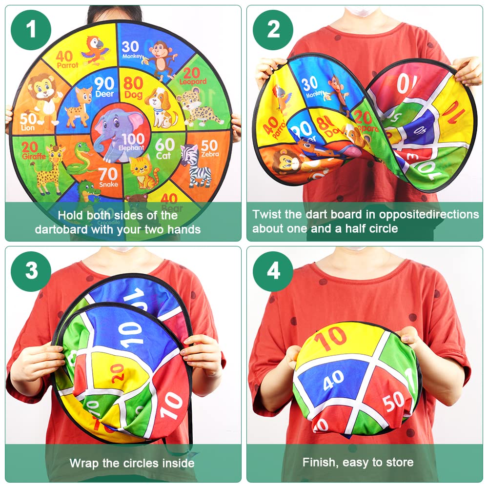 Vicloon Diana Niños, 66CM/26pulgada Dardos de Doble Cara, Juego de Tablero para Interiores y Exteriores, 12 Bolas Adhesivas, 1 Pistola de Aire, 4 Flechas, 6 Dardos, 1 Gancho, 1 Bolsa — view 6