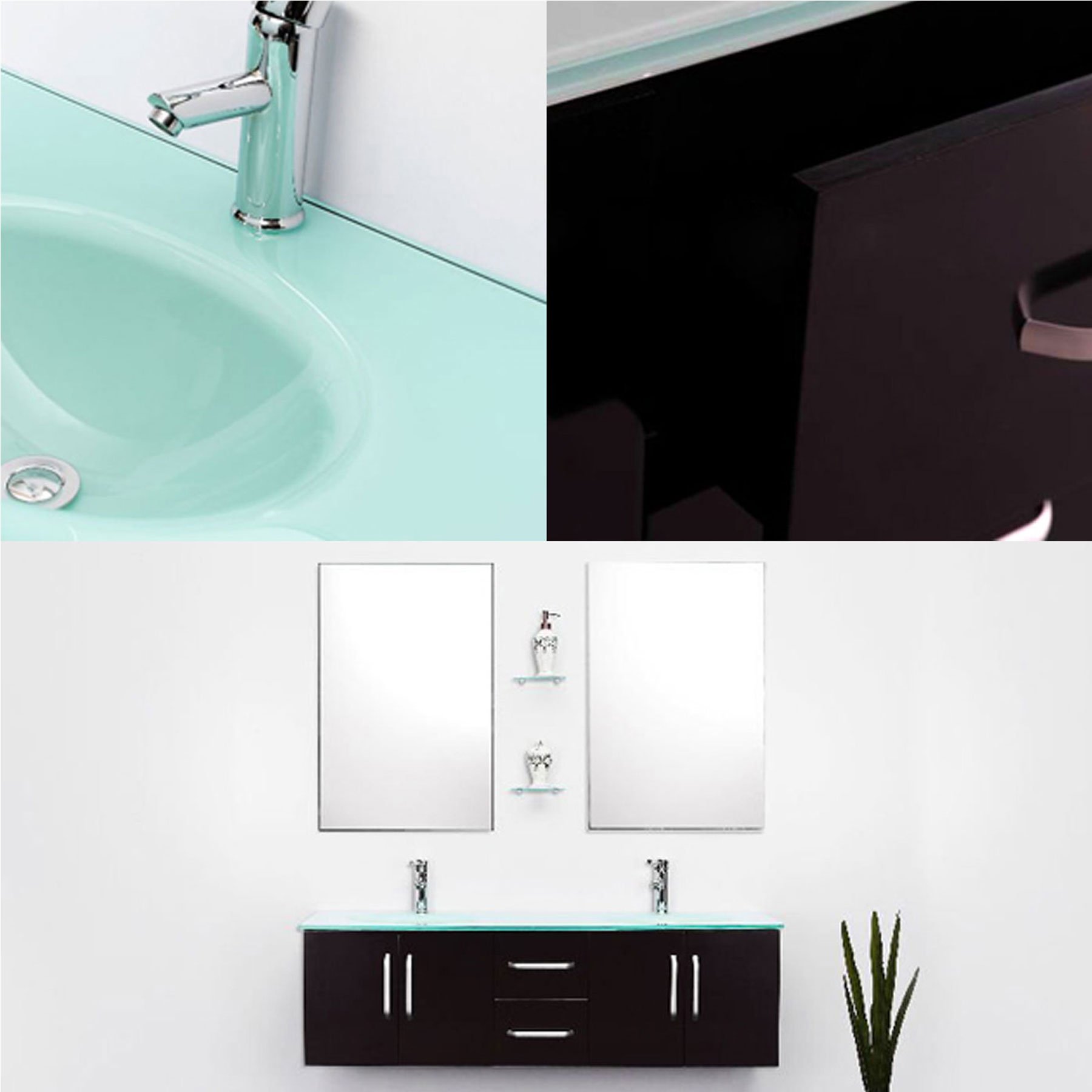 Simba Srl Mobile Bagno Ice arredo Bagno arredobagno 150 cm Nero Laccato Mobile + lavandini + 2 specchi + 2 miscelatori Completo Moderno Il Piu Venduto …