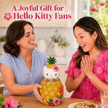 Blue Sky Clayworks Hello Kitty Pineapple Cookie Jar, 11-inch Height, Kitchen Accessories
