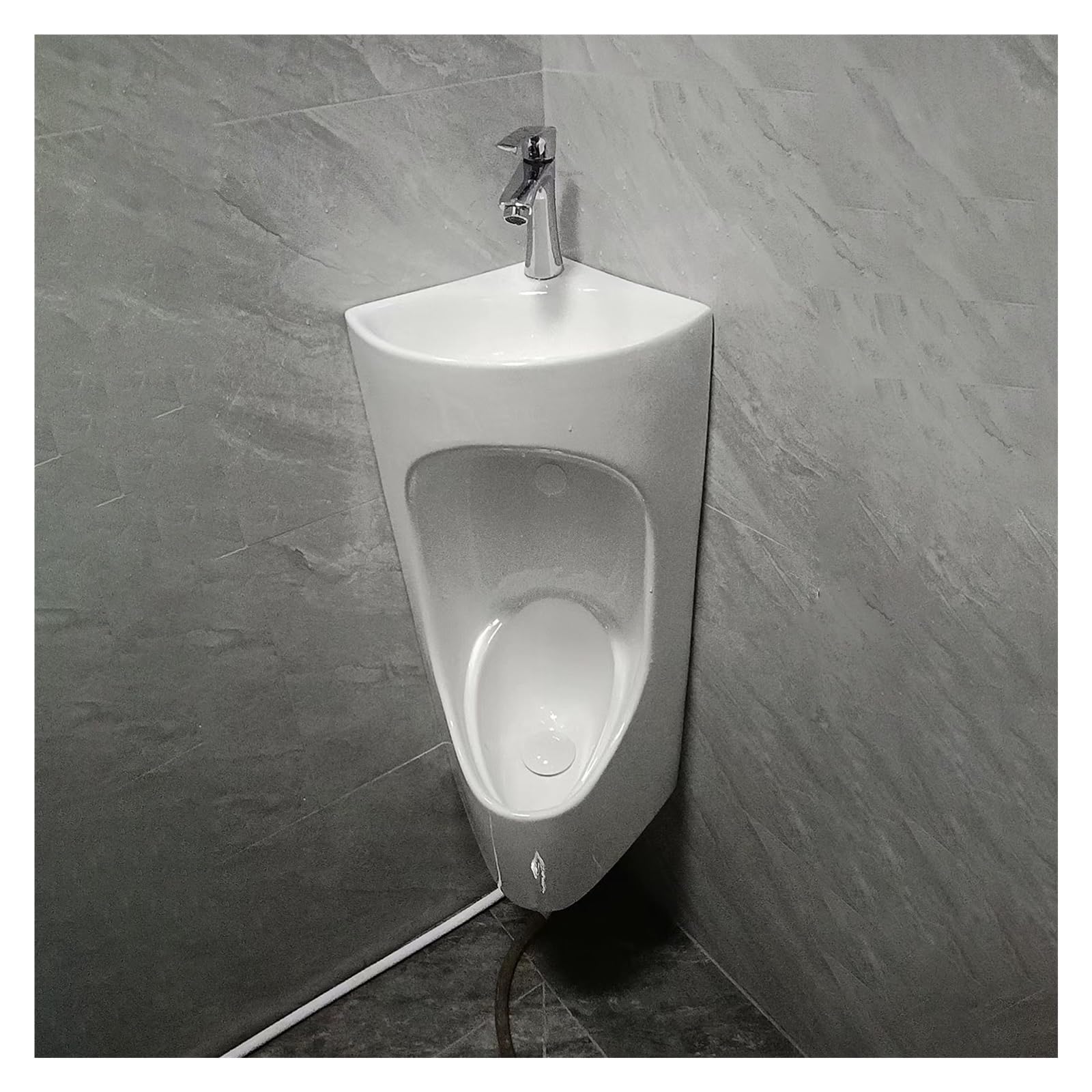 Urinale für Männer Eckurinale Für Herren Mit Spülfunktion, Hocheffiziente Spülung Mit Integriertem Waschbecken, Platzsparendes 2-in-1-Design, Ideal Für Kleine Hotelbäder