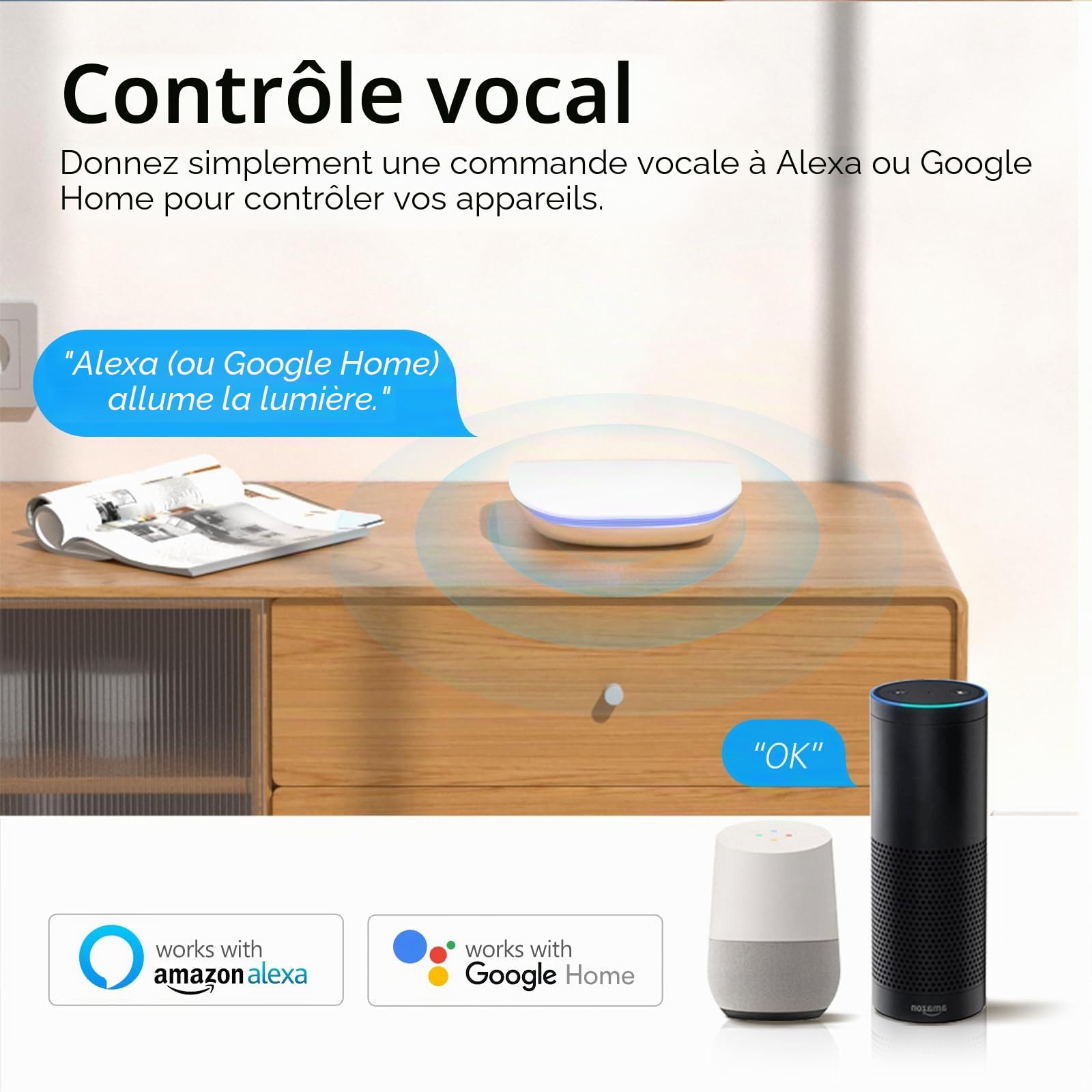MIUCDA Tuya Zigbee Gateway Hub Bluetooth et Tuya ZigBee pour domotique Smart Gateway Bridge Compatible avec Alexa, Google Home