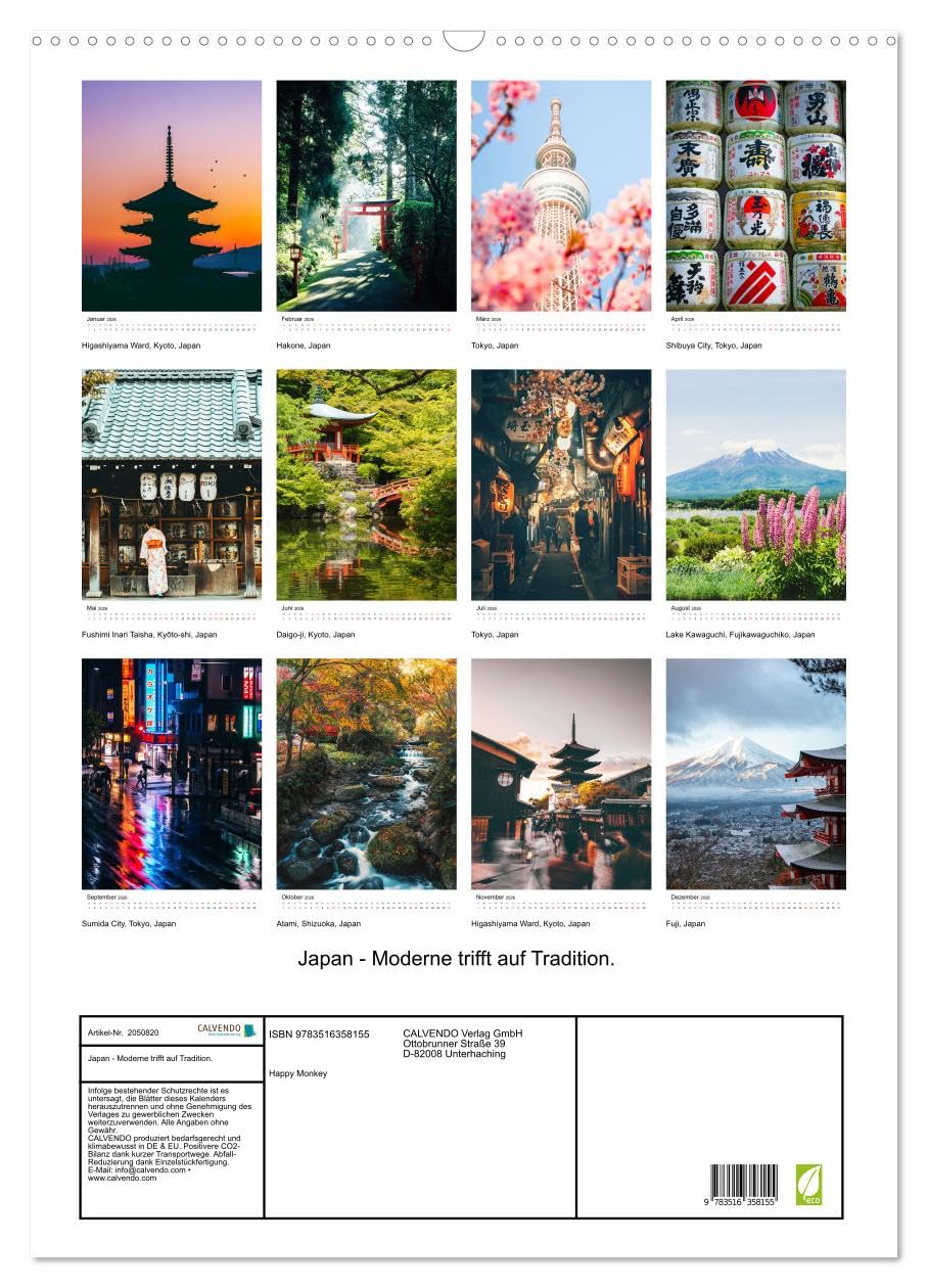 Japan - Moderne trifft auf Tradition. (Wandkalender 2026 DIN A2 hoch), CALVENDO Monatskalender: Im "Land der aufgehenden Sonne" trifft die Moderne auf die Tradition.