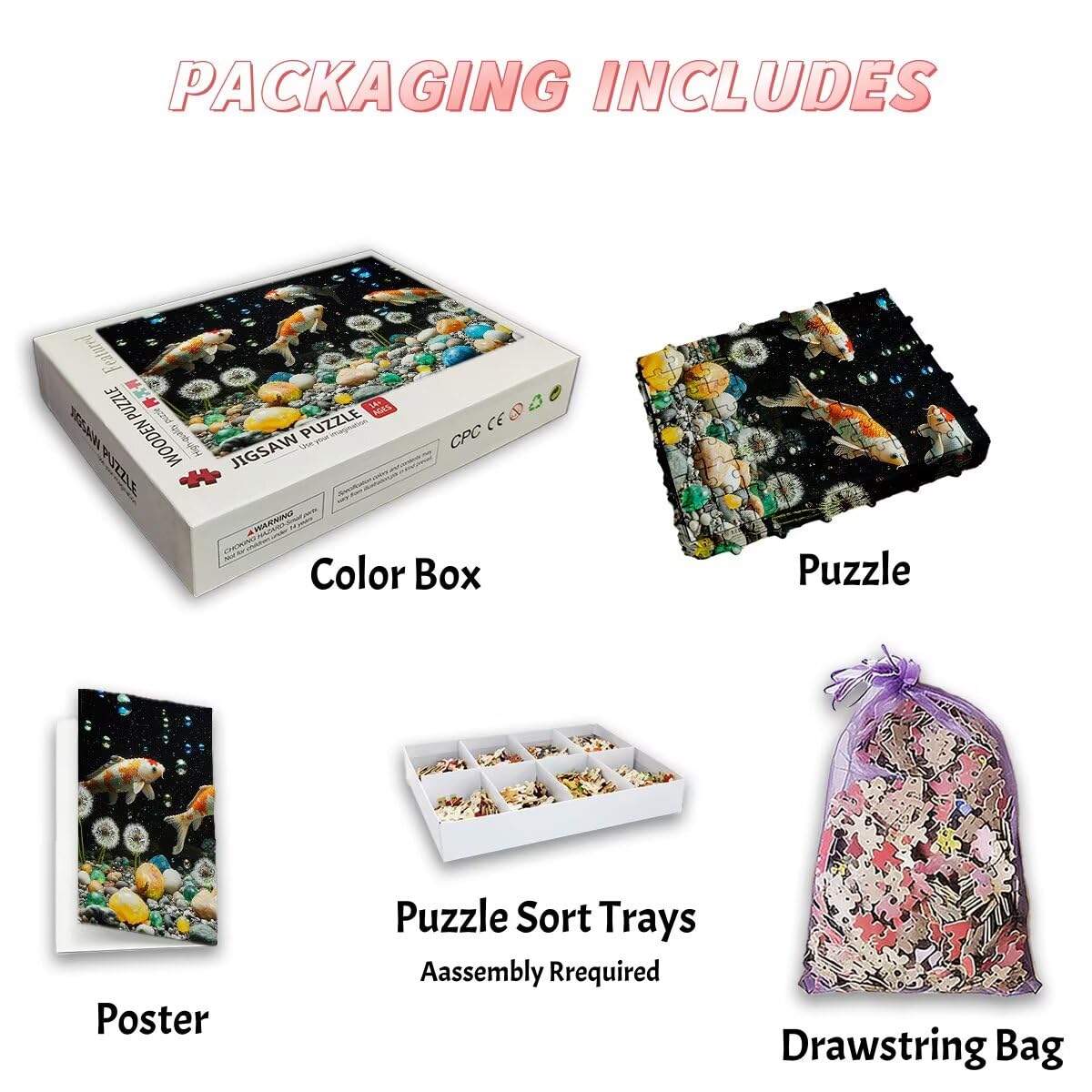 Puzzle 3000 sztuk ryb, puzzle dla dorosłych roślin, drewniane puzzle z wykwintnym opakowaniem, klasyczne puzzle edukacyjne dla dorosłych i całej rodziny, jako prezent dla mężczyzn, wystrój domu-3367
