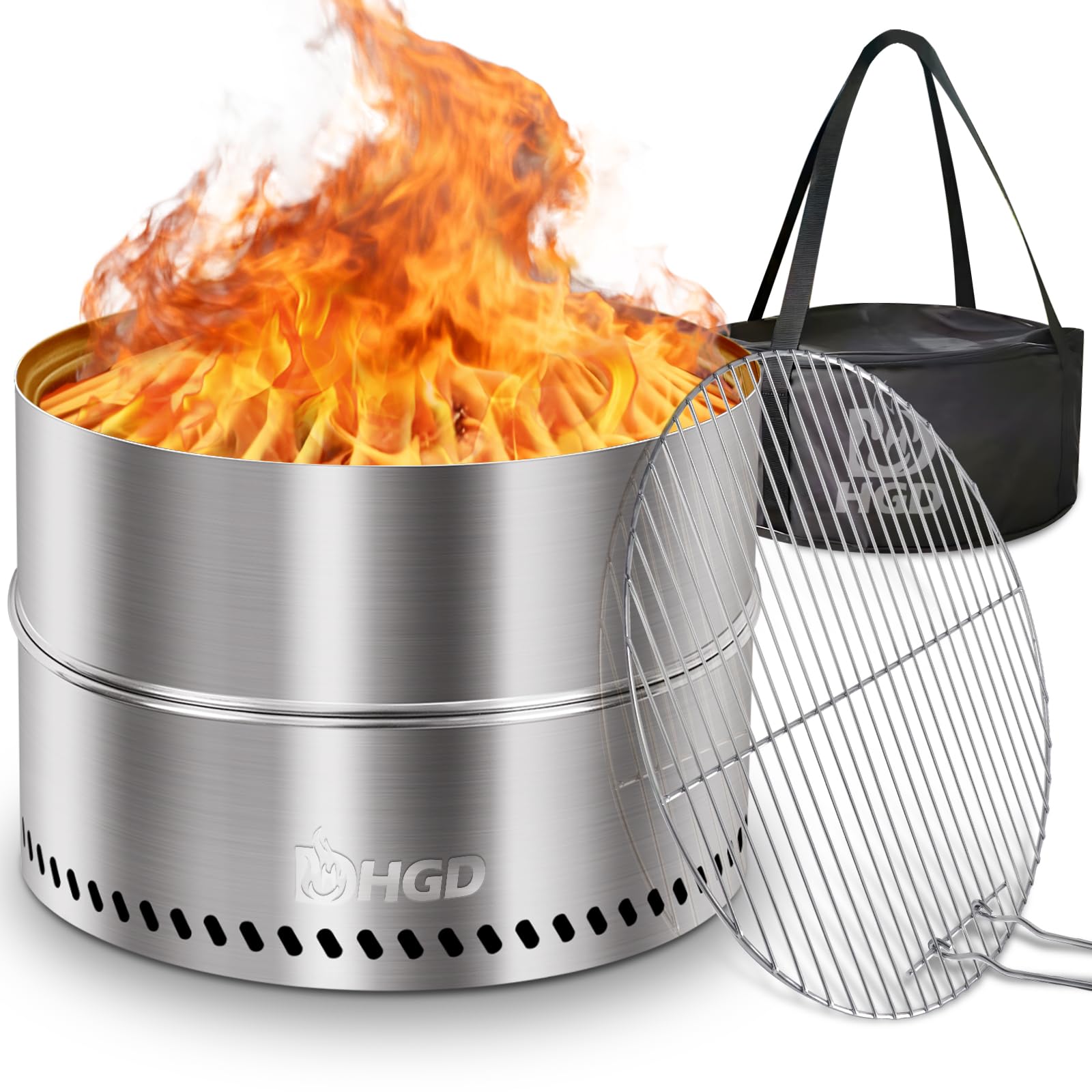 Amazon.com : HGD 19.5 Inch Smokeless Firepit with Grill, Portable